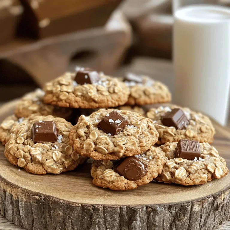 To make chocolate chunk oatmeal cookies, you need some key ingredients. Here’s what to gather: - 1 cup rolled oats - 1 cup all-purpose flour - 1/2 teaspoon baking soda - 1/2 teaspoon baking powder - 1/4 teaspoon salt - 1/2 cup unsalted butter, softened - 1/2 cup brown sugar, packed - 1/2 cup granulated sugar - 1 teaspoon vanilla extract - 1 large egg - 1 cup semi-sweet chocolate chunks - 1/2 cup chopped nuts (optional) These ingredients bring great flavor and texture to the cookies. The oats give a nice chew, while the chocolate chunks melt and create pockets of sweetness. Getting the right measurements is important. Use measuring cups and spoons for accuracy. For the flour, make sure to spoon it into the cup, then level it off. This keeps the cookies from being too dense. The butter should be softened but not melted. This helps it mix well with the sugars. You can boost the flavor of your cookies with some optional add-ins. Here are a few ideas: - Chopped nuts (like walnuts or pecans) - Dried fruits (such as cranberries or raisins) - A pinch of cinnamon for warmth These add-ins can change the cookie's taste and texture. Feel free to mix and match to find your favorite combination. Making chocolate chunk oatmeal cookies is fun and easy. First, gather your ingredients. You will need rolled oats, flour, baking soda, baking powder, salt, butter, sugars, vanilla, an egg, chocolate chunks, and optional nuts. Preheat your oven to 350°F (175°C). Line your baking sheet with parchment paper. This step helps prevent sticking. 1. Mix Dry Ingredients: In a medium bowl, whisk together the rolled oats, flour, baking soda, baking powder, and salt. Set this bowl aside for now. 2. Cream Butter and Sugars: In a large bowl, cream the softened butter and both sugars together. Mix for about 2-3 minutes until it looks light and fluffy. 3. Add Egg and Vanilla: Beat in the vanilla extract and the egg. Mix until everything is well combined. 4. Combine Mixtures: Gradually add the dry oat mixture to the wet ingredients. Mix just until you see no more flour. Don’t overmix, or your cookies may be tough. 5. Add Chocolate and Nuts: Fold in the chocolate chunks and nuts if you are using them. 6. Scoop the Dough: Use a tablespoon or cookie scoop to drop heaping spoonfuls of dough onto the prepared baking sheet. Space them about 2 inches apart. 7. Bake the Cookies: Place the baking sheet in your preheated oven. Bake for 10-12 minutes. The edges should be lightly golden, and the centers should stay soft. 8. Cool the Cookies: Remove the cookies from the oven. Let them cool on the baking sheet for 5 minutes. Then transfer them to a wire rack to cool completely. For soft cookies, do not bake too long. The centers should look a bit underdone. They will firm up as they cool. If you want chewier cookies, use more brown sugar. For crispier cookies, increase the white sugar. Keep these tips in mind to get the texture you love! Mixing dough well is key to tasty cookies. Start by creaming the softened butter with both sugars. This step adds air to the mix. It makes your cookies fluffy. After that, add the egg and vanilla extract. Beat until they blend in well. When you mix the dry and wet ingredients, do it gently. Stir just until you see no more flour. Overmixing can lead to tough cookies. Finally, fold in those chocolate chunks and nuts. This keeps the dough light and airy. Watch for the edges. They should turn a light golden brown. The centers might look soft. This is okay; they will firm up as they cool. If you bake them too long, they will dry out. Use a timer to check them at the 10-minute mark. If you like chewier cookies, take them out at 10 minutes. For crunchier cookies, let them bake a minute or two longer. Trust your eyes and nose! The scent of warm cookies is a great hint they are close to done. One big mistake is not measuring ingredients correctly. Always use a kitchen scale or measuring cups. This helps keep your cookie dough balanced. Another common error is skipping the parchment paper. It makes clean-up easy and helps cookies bake evenly. Don’t crowd the baking sheet. Leave space between the dough balls. This allows cookies to spread and bake well. Lastly, don’t skip the cooling time. Letting cookies rest on the sheet helps set their shape. {{image_2}} You can make these cookies gluten-free. Use gluten-free rolled oats and a gluten-free flour blend. Make sure the oats are certified gluten-free. This way, everyone can enjoy these tasty cookies! Want to switch things up? You can add spices like cinnamon or nutmeg. These spices give the cookies a warm, cozy taste. You could also mix in dried fruits, like cranberries or raisins. These fruits add sweetness and chewiness. Get creative with flavors! You can choose different types of chocolate for your cookies. Dark chocolate gives a rich taste. Milk chocolate is sweeter and creamier. White chocolate adds a smooth, sweet touch. Each type of chocolate brings its own flavor. Try them all to find your favorite! After baking, let your cookies cool on a wire rack. Once cool, store them in an airtight container. This keeps them fresh. You can keep them at room temperature for about a week. If you want to keep them longer, choose the freezer option. To freeze your cookies, first let them cool completely. Then, place them in a single layer on a baking sheet. Freeze them for about an hour. Once frozen, transfer the cookies to a freezer-safe bag. Make sure to remove as much air as possible before sealing. They can stay frozen for up to three months. If your cookies lose some softness while stored, you can refresh them easily. Preheat your oven to 350°F (175°C). Place the cookies on a baking sheet. Heat them for about 5 minutes. This will warm them and restore some of their original texture. Enjoy them warm for a delightful treat! Yes, you can use quick oats. They will change the texture. Quick oats are finer, making cookies softer. If you use them, expect a chewier cookie. Rolled oats give more bite and texture. I prefer rolled oats for their heartiness. The best way to measure flour is to spoon it into a cup. Avoid scooping directly from the bag. Scooping packs the flour and adds too much. Use a knife to level it off. This method gives you the right amount for great cookies. To make these cookies vegan, replace the butter with coconut oil or vegan butter. Use a flax egg instead of a regular egg. Mix one tablespoon of ground flaxseed with three tablespoons of water. Let it sit for five minutes to thicken. You will enjoy tasty vegan cookies! In this post, we explored the fun of making chocolate chunk oatmeal cookies. We covered essential ingredients, step-by-step instructions, and helpful tips for perfect results. You learned about gluten-free options and flavor variations that can make your cookies special. Remember, the key to great cookies is the right mix and careful baking. With these tips, you can avoid common mistakes and store your cookies well. Now, you’re ready to bake delicious cookies that everyone will love! Enjoy your time in the kitchen!