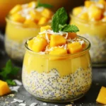To make mango coconut overnight oats, you need the following: - 1 cup rolled oats - 1 cup coconut milk (canned or carton) - 1 ripe mango, diced - 2 tablespoons shredded coconut (unsweetened) - 1 tablespoon chia seeds - 1/2 teaspoon vanilla extract - Pinch of salt These ingredients work together to create a creamy and delicious breakfast treat. The rolled oats provide a great base, while the coconut milk adds a rich flavor. You might want to add some sweetness. Here are some options: - 1 tablespoon honey - 1 tablespoon maple syrup Adjust the sweetness based on your taste. You can skip sweeteners if you prefer a natural taste. If you have dietary needs, there are easy swaps: - Use almond milk or oat milk instead of coconut milk for a nut-free version. - For a nut-free option, replace chia seeds with flaxseeds. - Choose agave syrup if you need a vegan sweetener. These substitutions let you enjoy the recipe no matter your diet! Start by taking a medium bowl. Add 1 cup of rolled oats and 1 tablespoon of chia seeds. Mix them well with a spoon. Next, pour in 1 cup of coconut milk. You can use canned or carton coconut milk. Add 1/2 teaspoon of vanilla extract and a pinch of salt. If you like it sweet, add 1 tablespoon of honey or maple syrup. Stir everything until it’s well combined. Then, fold in half of the diced mango gently. This adds a fresh taste right into the oats. Now, transfer the oats mixture into an airtight container or individual jars. Cover them with a tight lid. Place them in the fridge overnight. If you are short on time, let them chill for at least 4-6 hours. This soaking time helps the oats absorb the flavors. The chia seeds will also expand, making the mixture thicker and creamier. In the morning, take the oats out of the fridge. Stir them to mix again. If it feels too thick, add a splash of coconut milk to loosen it. Now, it’s time to serve! Top your oats with the remaining diced mango. You can also sprinkle 2 tablespoons of shredded coconut on top. For a fun touch, add a mint leaf for color. Serve in clear jars or bowls to show off the bright colors. Enjoy your energizing breakfast treat! To get fluffy oats, start with quality rolled oats. They soak up liquid well. Use coconut milk for creaminess. Mix the oats with chia seeds first. This adds a nice texture. Stir well to combine all ingredients. The oats should be fully immersed in liquid. Let them soak overnight for the best results. If they feel too thick, add more coconut milk before serving. You can boost flavors in your oats easily. Fresh, ripe mango adds natural sweetness. Unsweetened shredded coconut brings a nutty taste. A touch of vanilla extract adds warmth. If you like sweeter oats, add honey or maple syrup. Adjust the sweetness to your taste. For added zing, try a pinch of lemon or lime juice. This will brighten the dish and make it pop. How you serve your oats matters. Use clear jars or bowls to show off the colors. Layer the oats with mango and coconut for a visual delight. Top each serving with extra mango and a sprinkle of coconut. A mint leaf can bring a fresh look. You can also add colorful fruit like berries or kiwi for contrast. This makes your breakfast treat not only tasty but also beautiful. {{image_2}} You can add more fruits for extra flavor. Try pineapple, banana, or kiwi. These fruits pair well with mango. They add color and taste. You can mix them in or layer them on top. This keeps your breakfast fun and fresh. Nuts bring a crunchy texture to your oats. Almonds, walnuts, or pecans work great. Chop them up and add them to the mix. This gives you healthy fats and protein. You can also sprinkle nuts on top for added crunch. You can easily make this recipe vegan. Just skip the honey or maple syrup. Instead, use mashed banana for sweetness. You can also pick agave syrup. For a sugar-free option, choose unsweetened coconut milk. These swaps keep your oats tasty and healthy. After making Mango Coconut Overnight Oats, you might have some left. Store any leftovers in an airtight container. This keeps them fresh for up to three days in the fridge. If you use individual jars, they are easy to grab for a quick breakfast. Just make sure the lid is tight to avoid spills. You can freeze Mango Coconut Overnight Oats if you want to save them for later. Portion the oats into freezer-safe containers or bags. Label them with the date. They can last up to three months in the freezer. To enjoy, move them to the fridge the night before. This lets them thaw slowly. If they seem too thick after thawing, add a splash of coconut milk. If you have extra mango or coconut, use them in other dishes. Diced mango can top yogurt or cereal. Shredded coconut can enhance smoothies or baked goods. You can mix leftover coconut milk into curries or soups for extra flavor. These ideas help reduce waste and keep your meals exciting! Yes, you can use instant oats. They will cook faster and might make a creamier texture. However, I prefer rolled oats for their chewiness. Rolled oats absorb the milk well and give a nice bite. Instant oats might lose some of that texture. These overnight oats will last for up to five days in the fridge. Store them in an airtight container to keep them fresh. Just remember to add the topping right before you eat them. This will keep the mango and coconut crisp. Yes, you can use another milk type. Almond milk, soy milk, or regular cow’s milk all work well. Each will change the flavor a bit, but they will still taste great. Just ensure you choose a milk that matches your taste and dietary needs. This blog post covered how to make tasty overnight oats. You learned about key ingredients, optional sweeteners, and dietary swaps. We discussed simple steps for mixing, refrigerating, and serving. Plus, I shared tips for fluffy oats and ways to enhance flavors. You can try fun variations with tropical fruits or nutty styles. Finally, I explained how to store and use leftovers. Overnight oats are great for a healthy breakfast and easy to customize. Enjoy creating your own bowl of deliciousness!