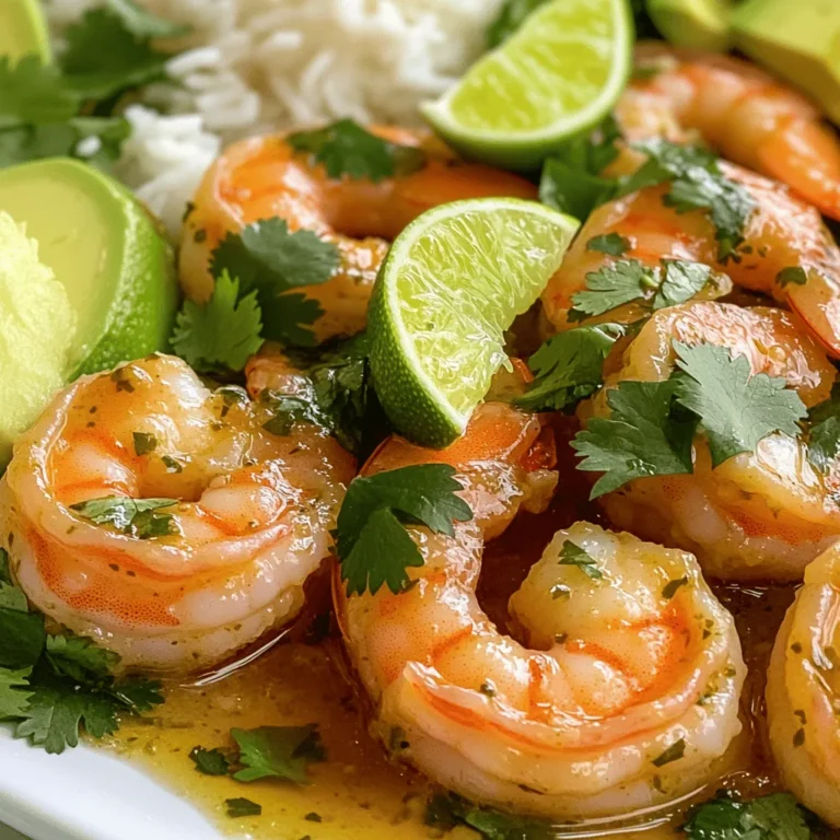 - 1 lb large shrimp, peeled and deveined - 3 tablespoons olive oil - 3 tablespoons fresh lime juice - Zest of 1 lime - 1 garlic clove, minced - 1 teaspoon chili powder - 1/2 teaspoon cumin - Salt and pepper to taste - 1/4 cup fresh cilantro, chopped In this recipe, we focus on fresh, vibrant ingredients. The large shrimp serve as the star of the dish. Their sweet and tender meat pairs perfectly with the zesty lime. The olive oil adds richness and helps the spices stick. Lime juice brightens the dish, giving it a refreshing kick. Lime zest adds an extra punch of flavor. Garlic adds aroma and depth. The spice blend includes chili powder and cumin. These spices bring warmth and earthiness. Adjust the salt and pepper to your taste. Fresh cilantro is the final touch. Its bright green color and flavor elevate the dish. Use it generously for a burst of freshness. Gather these ingredients to create a dish that is flavorful and fresh. Each component plays a role in making this shrimp shine. Enjoy the lively taste of this zesty cilantro lime shrimp! To start, gather your marinade ingredients. In a large bowl, mix: - 3 tablespoons olive oil - 3 tablespoons fresh lime juice - Zest of 1 lime - 1 minced garlic clove - 1 teaspoon chili powder - 1/2 teaspoon cumin - Salt and pepper to taste Whisk these together until they blend well. Next, add the shrimp. Make sure to coat them evenly in the marinade. I recommend letting the shrimp marinate for 15 to 20 minutes in the fridge. This time helps the flavors soak in deeply. Now, heat a large skillet over medium-high heat. Once hot, add the marinated shrimp. Spread them in a single layer. Cook the shrimp for 2 to 3 minutes on each side. Watch closely! They should turn pink and opaque. Avoid overcooking, as shrimp can become tough. After cooking, remove the skillet from heat. Stir in the chopped cilantro for a fresh burst of flavor. For a nice presentation, serve the shrimp on a platter. Garnish with extra cilantro and lime wedges. This adds a vibrant look. You can also add a side of rice or avocado slices for a complete meal. Enjoy your zesty creation! - Suggestions for additional spices: You can add a pinch of paprika for sweetness or cayenne for heat. For a smoky touch, try smoked paprika. These spices can boost the flavor without overpowering the shrimp. - Using fresh herbs vs. dried herbs: Fresh cilantro brings bright flavor. If you use dried cilantro, use less since it's more concentrated. Fresh herbs bring life to your dish. Always choose fresh when possible for the best taste. - Best cooking methods for shrimp: Sautéing shrimp in a skillet gives a nice sear. You can also grill them for a smoky flavor. Both methods cook shrimp quickly, keeping them juicy. - How to check for doneness: Shrimp turn pink and opaque when cooked. They curl into a "C" shape. If they form an "O," they may be overcooked. Aim for 2-3 minutes on each side for perfect shrimp. - Serving in a unique style: Serve the shrimp on a colorful platter. You can add lime wedges and extra cilantro for a fresh look. Consider using a bed of rice or fresh greens as a base. - Pairing with colors and textures: Add bright veggies like bell peppers or avocado for contrast. This not only makes your plate pop but also adds more nutrients. Mix textures by adding crispy tortilla chips or a creamy avocado dip on the side. {{image_2}} You can make Zesty Cilantro Lime Shrimp even better by adding vegetables. Try bell peppers or onions. These veggies add crunch and color. You can also mix in zucchini or corn for more texture. If you want to switch protein, shrimp is not the only choice. Chicken or tofu works well too. Just marinate them like the shrimp. These alternatives keep the dish fresh and exciting. For spice lovers, add a pinch of cayenne or jalapeños. These will kick up the heat. You can also use a spicy salsa for extra flavor. If you prefer sweet, try honey or mango. This will give a nice tangy twist to the dish. Adding pineapple chunks or a dash of orange juice can create a sweet and tangy treat. Experiment with these flavors for a new take on the classic recipe. Zesty Cilantro Lime Shrimp is great in many forms. You can serve it as a taco. Just fill tortillas with shrimp, fresh cilantro, and lime. It’s a fun way to eat! Another option is to make a salad. Toss the shrimp with mixed greens and avocado for a light meal. For grilling fans, skewering shrimp is a great idea. Just thread them on sticks and grill until cooked. This adds a smoky flavor and looks amazing on the plate. Store leftover Zesty Cilantro Lime Shrimp in an airtight container. This keeps the shrimp fresh and flavorful. Place it in the fridge right after serving. The shrimp can last in the fridge for 2 to 3 days. Make sure to check for any off smells before eating. To freeze shrimp, first, let them cool completely. Place the shrimp in a freezer-safe bag, removing as much air as possible. Label the bag with the date for reference. You can freeze shrimp for up to 3 months. When ready to cook, thaw shrimp overnight in the fridge. If you're in a hurry, you can place the bag in cold water. The best way to reheat shrimp is in a skillet. Heat a little olive oil over medium heat. Add the shrimp and cook for about 2 minutes until heated through. Avoid cooking them too long to keep them tender. You can also reheat shrimp in the microwave. Use a low setting and check often to avoid dryness. Adding a splash of lime juice can help keep the flavors fresh. To make this dish less spicy, reduce the chili powder. You can also skip it entirely. Instead, add a pinch of smoked paprika for flavor without the heat. This way, you keep the taste but lower the spice level. Yes, you can use frozen shrimp. First, thaw the shrimp overnight in the fridge. If you need them fast, place them in a bowl of cold water for about 15-20 minutes. Pat them dry before marinating to help the flavors stick. You can serve this shrimp with rice, quinoa, or a fresh salad. Avocado slices or a tangy slaw also pair nicely. If you have tortillas, make tacos for a fun twist. Lime wedges on the side add a nice touch. To avoid overcooking, cook shrimp for just 2-3 minutes on each side. They should turn pink and opaque. Keep a close eye on them. If they curl tightly, they are done. Remove them from heat right away for best results. This blog post covered how to make Zesty Cilantro Lime Shrimp delicious and easy. You learned about key ingredients, step-by-step cooking instructions, and creative serving ideas. Remember to use fresh herbs for the best flavor. Don't hesitate to try variations or add your favorite spices. Follow the tips for storing and reheating to keep your dish tasty. Enjoy this dish any time you want a quick, flavorful meal. I hope this inspires you to cook and share with others!