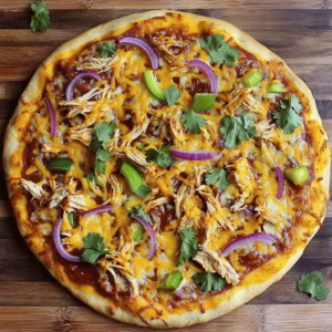 - 1 pre-made pizza crust (store-bought or homemade) - 1 cup cooked chicken, shredded - 1/2 cup barbecue sauce - 1/2 cup ranch dressing - 1 cup shredded mozzarella cheese - 1/2 cup cheddar cheese, shredded - 1/4 red onion, thinly sliced - 1/4 cup green bell pepper, sliced - 1/4 cup cilantro, chopped (for garnish) - Salt and pepper to taste Choosing good ingredients makes a big difference. For the chicken, use fresh or leftover cooked chicken. It adds great flavor. The barbecue sauce should be your favorite. A good brand enhances the pizza's taste. Use full-fat ranch dressing for a creamy texture. For cheese, choose high-quality mozzarella and cheddar for the best melt. Fresh veggies, like red onion and bell pepper, give crunch and color. Fresh cilantro adds a bright touch at the end. You can easily swap ingredients. For the crust, use gluten-free or cauliflower crust. If you don’t have barbecue sauce, try a spicy sauce for a kick. For the chicken, shredded turkey works well too. You can mix different cheeses, like pepper jack for a spicy twist. If you want a lighter option, use yogurt instead of ranch dressing. If you don’t like cilantro, try parsley or leave it out altogether. First, set your oven to 475°F (245°C). This high heat helps the pizza crust get nice and crispy. While the oven heats, roll out your pre-made pizza crust on a floured surface. You can make it as thick or thin as you like. Then, place the crust on a baking sheet or pizza stone. This will hold all your tasty toppings. Next, grab a mixing bowl. Put in one cup of shredded chicken. Then, add half a cup of barbecue sauce. Mix it well, so the chicken is fully coated. This mix gives the pizza its sweet and smoky flavor. You can even taste a little to adjust the flavor if needed. Now, it’s time to build your pizza. Spread ranch dressing evenly on the crust. Leave a small edge around the crust for a nice border. Then, add the BBQ chicken mixture on top of the ranch dressing. Make sure you spread it out evenly. Next, sprinkle one cup of shredded mozzarella cheese and half a cup of shredded cheddar cheese over the chicken. Finally, add sliced red onion and green bell pepper. This adds some crunch and color to your pizza. Once your pizza is assembled, it’s time to bake. Place the pizza in your preheated oven. Bake it for about 12 to 15 minutes. You want the crust to be golden and the cheese to be bubbly and slightly browned. When it’s done, take it out of the oven and let it cool for a few minutes. For the final touch, sprinkle chopped cilantro on top before slicing it into wedges. Enjoy your BBQ ranch chicken pizza with friends or family! To get a crispy crust, you want to start with a hot oven. Preheat your oven to 475°F (245°C). This high heat helps the crust cook fast. If using a pizza stone, place it in the oven to heat up too. Roll your crust out thin for the best crunch. A thin crust bakes better and gives you that nice crunch you want. To boost the flavor, use high-quality barbecue sauce. Choose a sauce that has a nice balance between sweet and tangy. You can mix in spices like garlic powder or smoked paprika into the chicken for more flavor. Don’t forget to add fresh herbs like cilantro on top after baking. This adds a fresh taste that brightens the pizza. One mistake is overloading the pizza with toppings. Too many toppings can make the pizza soggy. Always layer your ingredients evenly. Also, remember to let the pizza cool for a few minutes after baking. Cutting it too soon can make the cheese slide off. Finally, don’t skip seasoning with salt and pepper; it makes a big difference! {{image_2}} You can change up your BBQ Ranch Chicken Pizza with fun toppings. Try adding diced tomatoes for a fresh taste. You can also use jalapeños if you like heat. Pineapple gives a sweet twist, while bacon adds a smoky flavor. For a crunch, add some sliced cucumbers. Feel free to mix and match these toppings to find your favorite combo! Switching sauces can change your pizza's flavor. Instead of barbecue sauce, use buffalo sauce for some spice. A garlic sauce can add a creamy touch. You might also mix ranch and barbecue for a unique taste. Each sauce brings its own flavor, so don’t be shy to experiment! You can make this pizza vegetarian or vegan with a few swaps. Use plant-based chicken or skip the meat altogether. Replace mozzarella and cheddar with vegan cheese for a dairy-free option. You can also add more veggies, like mushrooms or spinach, for extra nutrients. This way, everyone can enjoy BBQ Ranch Chicken Pizza! To keep your BBQ Ranch Chicken Pizza fresh, store it in an airtight container. If you leave it out, the crust becomes soggy. Allow the pizza to cool first, then cover it tightly. You can keep leftovers in the fridge for up to three days. When you want to enjoy leftovers, preheat your oven to 350°F (175°C). Place the pizza on a baking sheet. Heat for about 10-15 minutes until the cheese melts again. This method helps maintain the crust's crispiness. You can also use a microwave, but the crust may not be as crunchy. If you want to save the pizza for later, freezing works well. Wrap each slice in plastic wrap, then place it in a freezer-safe bag. This method helps prevent freezer burn. You can freeze the pizza for up to two months. When ready to eat, thaw it in the fridge overnight before reheating. BBQ Ranch Chicken Pizza is a fun twist on classic pizza. It features tender, shredded chicken mixed with zesty barbecue sauce. The ranch dressing adds a cool flavor that pairs perfectly with the BBQ. It’s topped with melted cheese and colorful veggies. This pizza is a hit for family dinners or casual gatherings. Yes, you can use many types of crust. You can choose a thin crust or a thick crust. Gluten-free options work well too. If you like a crispy base, try a pre-baked crust. Homemade dough is also a great choice if you enjoy baking. To adjust the spice level, you can add hot sauce to the chicken mix. If you want less heat, use a mild barbecue sauce. You can also add more veggies like jalapeños or bell peppers for a kick. Always taste as you go to find the right balance. Absolutely! BBQ Ranch Chicken Pizza is great for meal prep. You can make the chicken mix ahead of time and store it in the fridge. Assemble the pizza before baking for a quick dinner. Leftovers can be stored for easy lunches or snacks. Just reheat in the oven or microwave. You now have all the key steps to make BBQ Ranch Chicken Pizza. We covered the ingredients needed and how to choose quality options. The cooking steps guide you from oven prep to baking. I shared tips for a crispy crust and how to avoid mistakes. You can even explore fun variations to match your taste. Enjoy storing and reheating leftovers with ease. Now, it’s time to create your own delicious pizza!