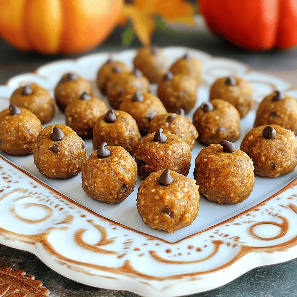 When making Pumpkin Spice Energy Bites, the right ingredients matter. Here’s what you need to gather: - 1 cup rolled oats - 1/2 cup natural peanut butter or almond butter - 1/2 cup pure pumpkin puree - 1/4 cup honey or maple syrup - 1 teaspoon vanilla extract - 1 teaspoon pumpkin pie spice - 1/2 teaspoon cinnamon - 1/4 cup mini chocolate chips or chopped nuts (optional) - A pinch of salt These ingredients blend well to create a tasty and healthy snack. The rolled oats give a great base, while the nut butter adds protein. Pumpkin puree brings moisture and flavor, making these bites soft and delicious. Honey or maple syrup sweetens the mix, and vanilla extract adds warmth. The spices—pumpkin pie spice and cinnamon—create that cozy fall flavor. You can also add chocolate chips or nuts for fun textures. Remember, you can adjust the amounts based on your taste. Enjoy selecting these fresh, wholesome ingredients for your energy bites! 1. In a large mixing bowl, combine 1 cup of rolled oats, 1/2 cup of pumpkin puree, and 1/2 cup of natural peanut butter or almond butter. 2. Next, add in 1/4 cup of honey or maple syrup, 1 teaspoon of vanilla extract, 1 teaspoon of pumpkin pie spice, 1/2 teaspoon of cinnamon, and a pinch of salt. 3. Mix everything together until you see a sticky dough form. This dough is the heart of your energy bites. 1. Using your hands, scoop out small amounts of the mixture, about 1 tablespoon each. Roll these into bite-sized balls. 2. Place the balls onto a parchment-lined baking sheet. This keeps them from sticking. 3. Refrigerate the bites for at least 30 minutes to help them firm up. 4. After chilling, transfer the energy bites into an airtight container. Store them in the fridge. Enjoy them for up to one week. To make the best Pumpkin Spice Energy Bites, get the mixture sticky. This stickiness helps you roll them into balls. If it feels dry, add a bit more nut butter or pumpkin puree. For sweetness, taste the mix. You can adjust it by adding more honey or maple syrup. If your bites turn out too soft, chill them longer. A little extra time in the fridge will help them firm up nicely. Presentation matters! Serve your energy bites on a decorative platter. It makes them look fancy and fun. To add flair, sprinkle some extra cinnamon or pumpkin pie spice on top. This simple touch makes them even more appealing. You can also use small paper cups for serving. They look cute and are easy to grab. {{image_2}} You can easily change up the taste of your energy bites. Here are some ideas: - Use different nut butters: Try almond or cashew butter for a new flavor. - Add dried fruits or seeds: Raisins, cranberries, or chia seeds boost nutrition. - Experiment with spices: Nutmeg or ginger can bring a nice twist to the bites. If you follow specific diets, you can make these bites work for you: - Make them vegan: Replace honey with maple syrup for a plant-based option. - Gluten-free options: Use certified gluten-free oats to keep it safe for gluten-free diets. With these variations, you can enjoy delicious Pumpkin Spice Energy Bites tailored to your taste or dietary needs! To keep your Pumpkin Spice Energy Bites fresh, store them in an airtight container in your refrigerator. This method locks in moisture and flavor, so they're ready to enjoy whenever you want. If you want to save some for later, you can store them in the freezer. Just make sure to place them in a freezer-safe bag or container to avoid freezer burn. These delightful bites will stay fresh for up to one week in the refrigerator. Be sure to check them for any signs of spoilage before enjoying. If you freeze your bites, you can enjoy them for a longer period. When you're ready to eat, simply thaw them at room temperature. This keeps their texture and flavor just right! Pumpkin Spice Energy Bites can last for a week in the fridge. Store them in an airtight container to keep them fresh. If you want them to last longer, freeze them. In the freezer, they can last for up to three months. Just make sure to thaw them at room temperature before eating. You should not use pumpkin pie filling. It has added sugar and spices, which change the taste. Pure pumpkin puree is better because it gives you full control over the flavor. This way, you can adjust the spices to your liking. Yes, these bites are healthy! Here’s why: - Oats are full of fiber and keep you full longer. - Pumpkin puree is low in calories and packed with vitamins. - Nut butter adds healthy fats and protein. - Honey or maple syrup gives natural sweetness without refined sugar. - Cinnamon may help regulate blood sugar levels. These ingredients combine to make a nutritious snack that fuels your day! In this blog post, we explored how to make delicious Pumpkin Spice Energy Bites. We covered the key ingredients, simple steps for preparation, and helpful tips to perfect the recipe. You learned about flavor customizations and dietary alternatives, too. These bites not only taste great but also offer great nutrition. Enjoy making them as a quick snack or energy boost. Keep experimenting with your own variations for fun!