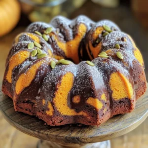 - 1 ½ cups all-purpose flour - 1 teaspoon baking powder - ½ teaspoon baking soda - ½ teaspoon salt - 1 teaspoon ground cinnamon - 1 teaspoon ground nutmeg - 1 cup canned pumpkin puree - ½ cup vegetable oil - 1 cup granulated sugar - 2 large eggs - 1 teaspoon vanilla extract - ½ cup unsweetened cocoa powder - ½ cup hot water - ½ cup chocolate chips (optional) When making this pumpkin chocolate marble Bundt cake, gather all your ingredients first. This keeps things easy and fun. Start with the dry ingredients. Mix together the flour, baking powder, baking soda, salt, cinnamon, and nutmeg. These spices add warmth. They give the cake its fall flavor. Next, prepare the wet ingredients. Combine pumpkin puree, vegetable oil, sugar, eggs, and vanilla extract in a large bowl. This mixture brings moisture and sweetness to the cake. The pumpkin adds a lovely texture and taste. Now, let’s talk about chocolate. Mix cocoa powder with hot water in a separate bowl. This creates a smooth chocolate batter. You can also add chocolate chips for extra chocolatey goodness if you wish. By preparing these ingredients, you set the stage for a beautiful cake. Each component plays a key role in the final taste and texture. Enjoy the process! - Preheat oven to 350°F (175°C). - Grease the Bundt pan thoroughly with butter or cooking spray. This step helps the cake release easily. - In a medium bowl, whisk together the dry ingredients: flour, baking powder, baking soda, salt, cinnamon, and nutmeg. Set this aside. - In a large bowl, combine the wet ingredients: pumpkin puree, vegetable oil, sugar, eggs, and vanilla extract. Beat until smooth. - Gradually add the dry mix to the wet mix. Stir until just combined. Do not overmix. This keeps the cake light. - In a separate bowl, mix cocoa powder with hot water. This forms a smooth chocolate batter. - Pour half of the pumpkin batter into the greased Bundt pan. Then, spoon chocolate batter on top. - Add the rest of the pumpkin batter, followed by the remaining chocolate batter. Use a knife to gently swirl the two batters. This creates a beautiful marble effect. - Bake in the preheated oven for 50-60 minutes. - Check doneness by inserting a toothpick into the center. It should come out clean. - After baking, let the cake cool in the pan for about 15 minutes. Then, transfer it to a wire rack to cool completely. To get the best Bundt cake, avoid overmixing the batter. Overmixing can make your cake tough. Mix until just combined for a soft texture. Also, ensure you grease the pan well. Use cooking spray or butter so the cake releases easily after baking. To boost the flavor, think about adding spices like ginger or cloves. These spices add warmth and depth. You can also try adding extra chocolate chips for a richer taste. They melt and create pockets of chocolate in each slice. For a beautiful finish, dust the cooled cake with powdered sugar. This adds a lovely touch. You could also drizzle a chocolate glaze over the top. For decoration, add fresh pumpkin seeds. They give a nice crunch and look great on the cake. {{image_2}} You can switch things up with this recipe. One fun option is to use sweet potato instead of pumpkin. The taste will be slightly different but just as tasty. You can also add nuts like walnuts or pecans. They will add a nice crunch to your cake. If you want a gluten-free cake, use a gluten-free flour blend. This way, everyone can enjoy it. You can also reduce the sugar to make it a bit healthier. Just remember that sweetness is key for this cake, so adjust carefully. When it's time to eat, serve the cake warm. A dollop of whipped cream on top makes it even better. You can also pair it with coffee or hot chocolate. This makes for a cozy treat on a chilly day. To keep your Pumpkin Chocolate Marble Bundt Cake fresh, use an airtight container. Store it at room temperature for up to two days. If you want to keep it longer, refrigerate it. The cold will help maintain its taste and texture. If you have extra cake, you can freeze it for later. Wrap the cake tightly in plastic wrap. Make sure no air can get in. This will help keep it moist. When you’re ready to enjoy it, thaw the cake in the refrigerator. This step keeps the cake soft and tasty. Yes, you can make this cake ahead of time. Just bake it and let it cool completely. Wrap it in plastic wrap. Store it at room temperature for up to two days. For longer storage, keep it in the fridge. You can also freeze the cake. Wrap it tightly in plastic wrap and foil. It will stay good for up to three months. When you are ready to serve, let it thaw in the fridge overnight. If you don’t have pumpkin puree, you can use sweet potato puree. You could also try butternut squash puree. Both will give a similar taste and texture. Just make sure to use the same amount as the recipe calls for. If you want something different, unsweetened applesauce works too. This will change the flavor a bit but still be tasty. To check if the cake is done, use a toothpick. Insert it into the thickest part of the cake. If it comes out clean or with a few crumbs, the cake is ready. If it comes out wet with batter, bake it a bit longer. Check every five minutes if needed. You can also look for a golden brown top and a springy texture. These signs mean your cake is done. This blog post shared essential steps for making a delicious marble pumpkin cake. We focused on the right ingredients, detailed mixing instructions, and tips for perfecting your cake. I hope you feel ready to try this fun recipe. It’s a great treat for any time of year. Whether you make variations or stick to the classic version, enjoy every bite. Your friends and family will love it! Happy baking!