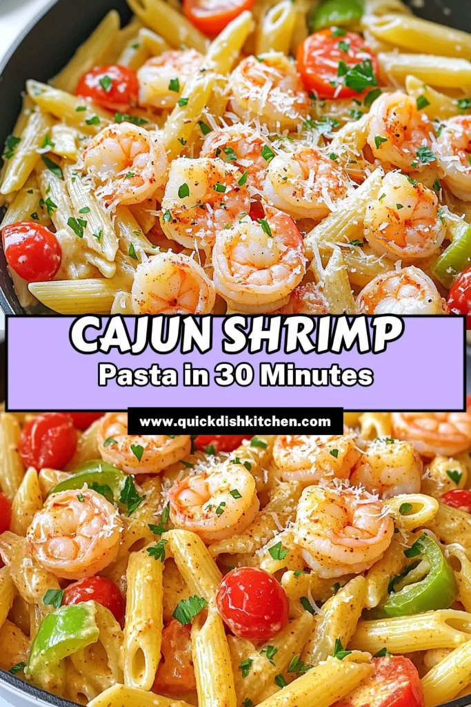 Indulge in a quick and delicious dinner with this Creamy Cajun Shrimp Pasta Skillet recipe! Packed with tender shrimp, colorful veggies, and a rich creamy sauce, it’s the perfect blend of flavors. In just 30 minutes, you can have a delightful meal on the table that your family will love. Explore the full recipe and step-by-step instructions to create this mouthwatering dish tonight! #CreamyCajunShrimpPasta #DinnerIdeas #PastaRecipes #ShrimpRecipes