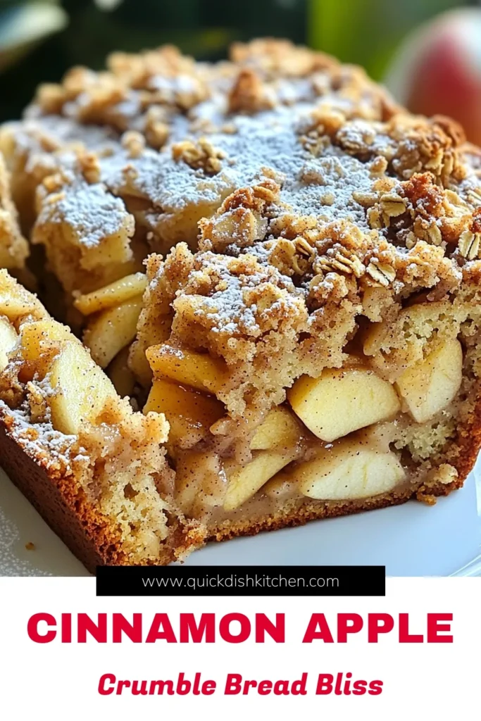 Indulge in the delightful flavors of Apple Cinnamon Crumble Quick Bread! This easy recipe combines fresh apples and warm spices into a moist loaf topped with a crunchy crumble. Perfect for breakfast or a sweet treat, this quick bread will fill your home with a mouthwatering aroma. Ready to bake something delicious? Click through for the full recipe and wow your family and friends! #AppleCinnamonCrumble #QuickBread #BakingRecipes #FallDesserts
