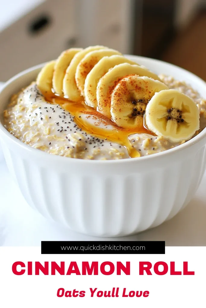 Start your mornings right with these delicious Cinnamon Roll Overnight Oats! This easy recipe combines rolled oats, creamy Greek yogurt, and a touch of maple syrup, giving you a satisfying breakfast that's ready when you are. Perfect for busy mornings, just prepare the night before and enjoy a flavorful start to your day. Click now to explore this recipe and make your mornings sweeter! #OvernightOats #HealthyBreakfast #CinnamonRollOats #MealPrep
