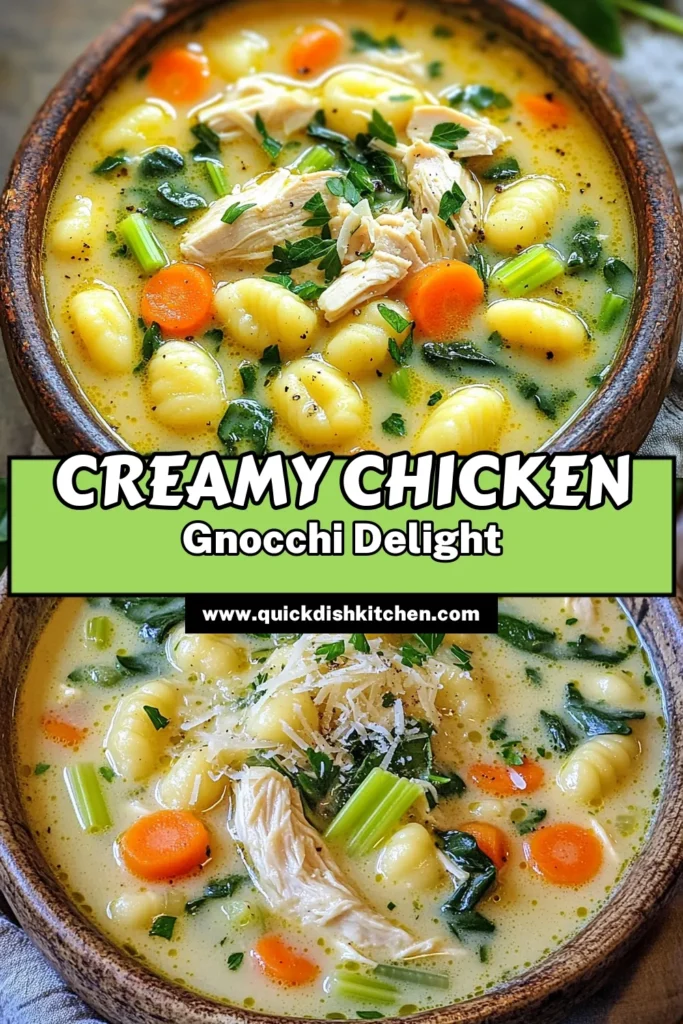 Warm up with this delicious and creamy chicken gnocchi soup that's perfect for any day of the week! Packed with tender chicken, fresh veggies, and rich flavors, this easy recipe comes together in just 30 minutes. Ready to indulge? Click through to discover how to make this comforting dish today! #ChickenGnocchiSoup #ComfortFood #EasyRecipes #SoupSeason