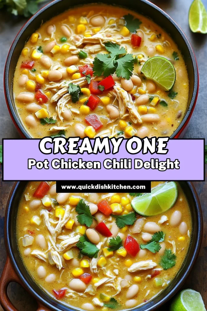 Warm up with this delicious One-Pot Creamy Roasted Garlic White Chicken Chili! Packed with tender chicken, roasted garlic, and flavorful spices, this easy recipe combines wholesome ingredients for a comforting meal. Perfect for family dinners or chilly nights, it’s a cozy bowl of goodness in just one hour! Click through to discover the full recipe and elevate your weeknight meals today!