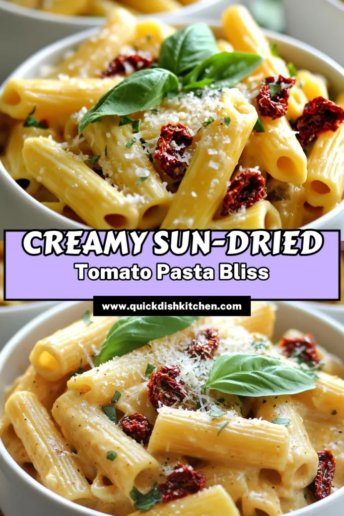 Indulge in a delicious Creamy Sun-Dried Tomato Pasta Delight that's perfect for any night of the week! With just a few simple ingredients, you can whip up a creamy, flavorful dish that everyone will love. This quick recipe combines pasta, sun-dried tomatoes, and rich cream for a mouthwatering meal. Click through to explore the full recipe and elevate your dinner game tonight! #PastaRecipes #CreamyPasta #SunDriedTomatoes #QuickMeals