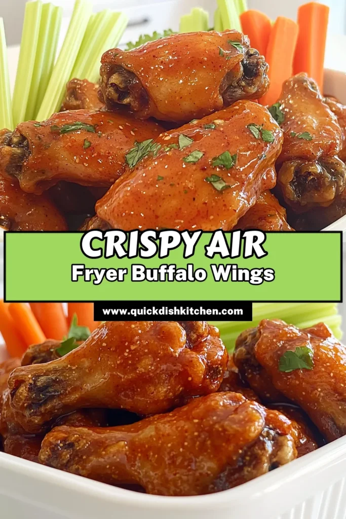 Indulge in the ultimate Buffalo Wings air fryer delight with this easy recipe! Perfectly crispy on the outside and bursting with flavor, these wings are coated in a spicy homemade buffalo sauce that will have everyone asking for seconds. Grab your ingredients and follow our simple steps for a crowd-pleasing appetizer that's healthier thanks to the air fryer. Click to explore the full recipe now! #BuffaloWings #AirFryerRecipes #ChickenWings #HealthyEating
