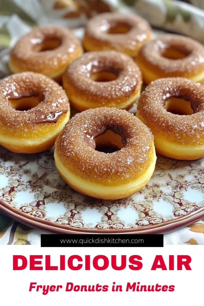 Indulge in the delight of Air Fryer Cinnamon Sugar Donuts with this simple recipe! In just 20 minutes, you can make golden, fluffy donuts coated in sweet cinnamon sugar. Perfect for breakfast or a tasty snack, these donuts are easy to whip up and a treat for all ages. Click through to explore the full recipe, and get ready to impress your friends and family! #AirFryerRecipes #DonutRecipe #CinnamonSugar #BakingAtHome