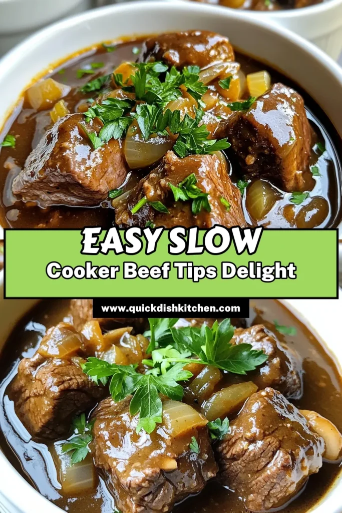 Discover the ultimate comfort food with these Savory Slow Cooker Beef Tips & Gravy! This recipe combines tender beef sirloin, rich flavors from garlic and mushrooms, and a luscious gravy that’s perfect over mashed potatoes or rice. Perfect for busy days, just set it and forget it! Click through to explore the recipe and bring warmth to your dinner table tonight. #SlowCookerRecipes #BeefRecipes #ComfortFood #EasyDinnerIdeas