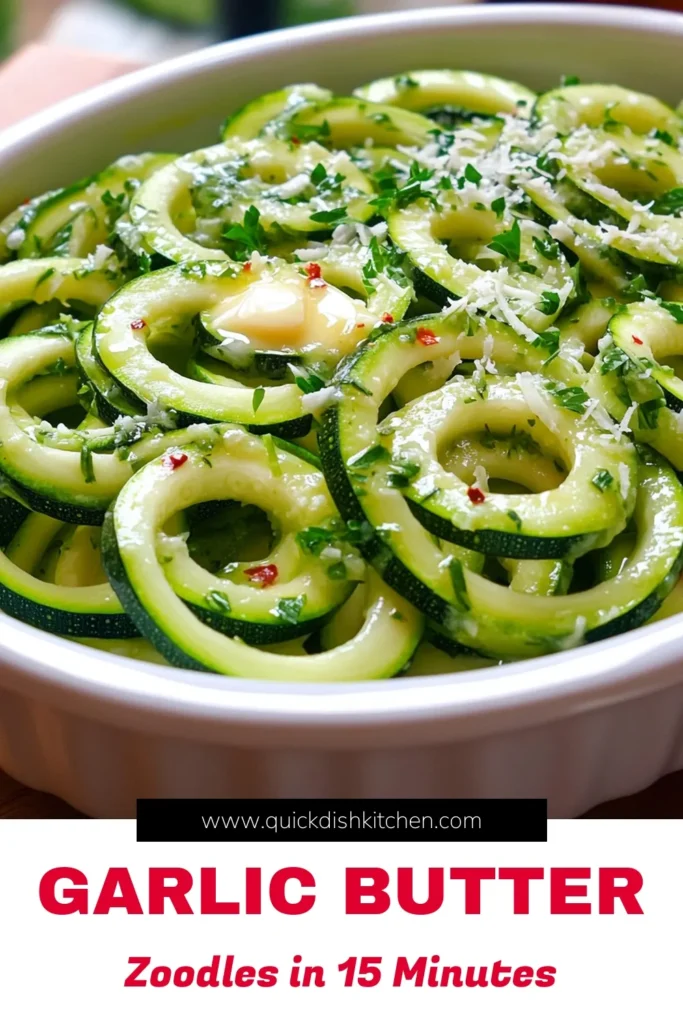 Satisfy your cravings with this easy Garlic Butter Zucchini Noodles recipe! Perfectly spiralized zucchini noodles sautéed in rich garlic butter create a delicious and healthy meal in just 15 minutes. Add a sprinkle of Parmesan for extra flavor! Click through for the full recipe and make dinnertime delightful. #ZucchiniNoodles #HealthyRecipes #PastaAlternative #GarlicButterDelight
