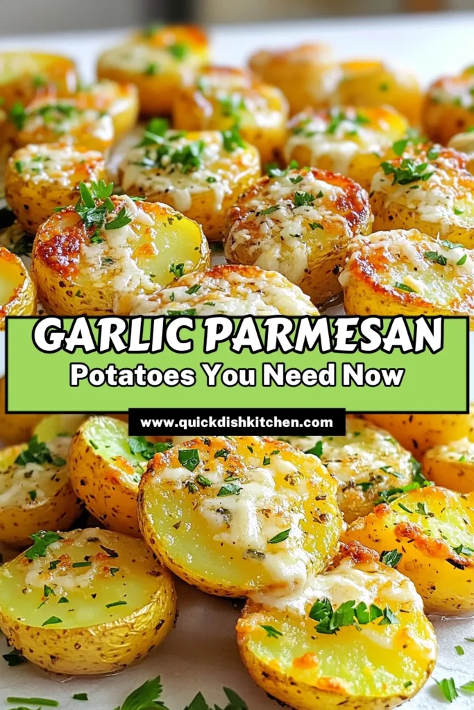 Savor the irresistible flavors of Roasted Garlic Parmesan Potatoes with this easy recipe! Perfectly crispy and cheesy, these baby potatoes are infused with garlic and Italian herbs for a savory side dish that will impress your family and friends. Don't miss out on creating this delicious dish in just 45 minutes! Click to explore the full recipe and elevate your meal tonight! #RoastedPotatoes #GarlicParmesan #EasyRecipes #SideDishIdeas
