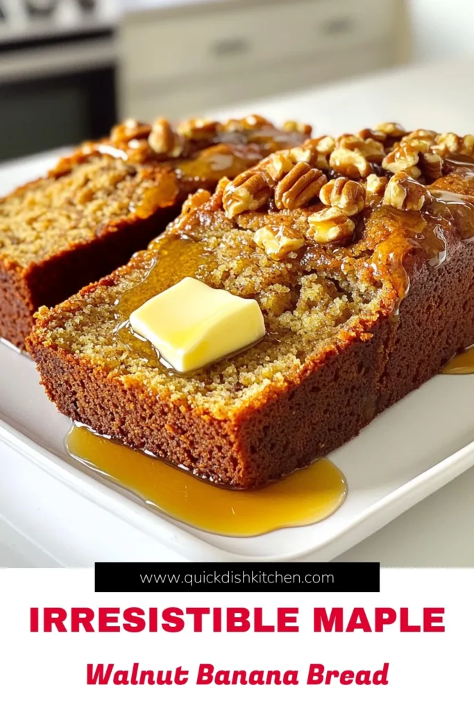 Indulge in the delightful flavors of Maple Walnut Banana Bread! This easy recipe combines bananas, pure maple syrup, and crunchy walnuts for a moist and tasty treat. Perfect for breakfast or a sweet snack, it's sure to become a family favorite. Ready to bake your own? Click to explore the full recipe, prep tips, and more! Don't miss out on this deliciousness! #BananaBread #BakingRecipes #MapleSyrup #WalnutDelight