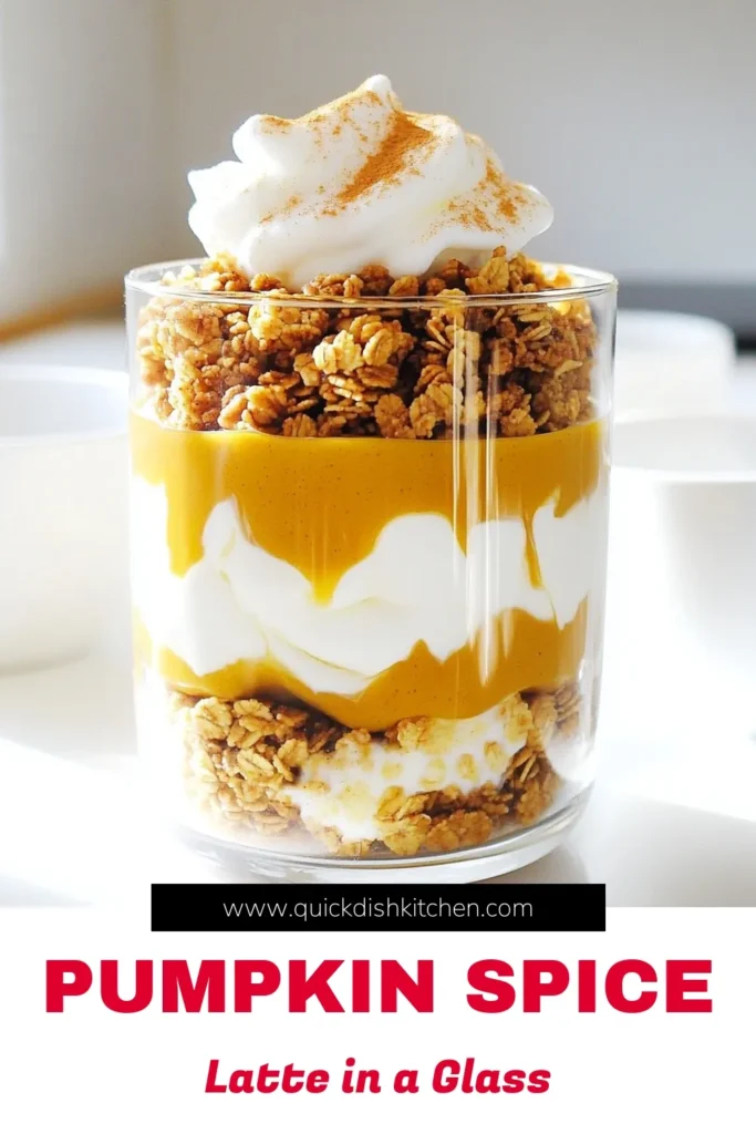 Indulge in the deliciousness of Pumpkin Spice Latte Parfait, a perfect fall treat! This easy-to-make recipe layers creamy pumpkin yogurt with crunchy granola, topped off with whipped cream and a sprinkle of pumpkin spice. It's a delightful blend of flavors that will warm your heart. Click through to explore this quick and irresistible recipe and enjoy a taste of autumn in every bite! #PumpkinSpiceLatte #FallRecipes #HealthyDesserts #EasyCooking