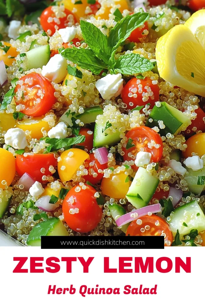 Elevate your meal prep with this refreshing Lemon Herb Quinoa Salad! Packed with colorful veggies, aromatic herbs, and a zesty lemon dressing, it's the perfect dish for a healthy lunch or side. Ready in just 30 minutes, this salad is not only delicious but also nutritious. Click through for the full recipe and make your mealtime brighter! #QuinoaSalad #HealthyEating #LemonRecipes #FreshSalad