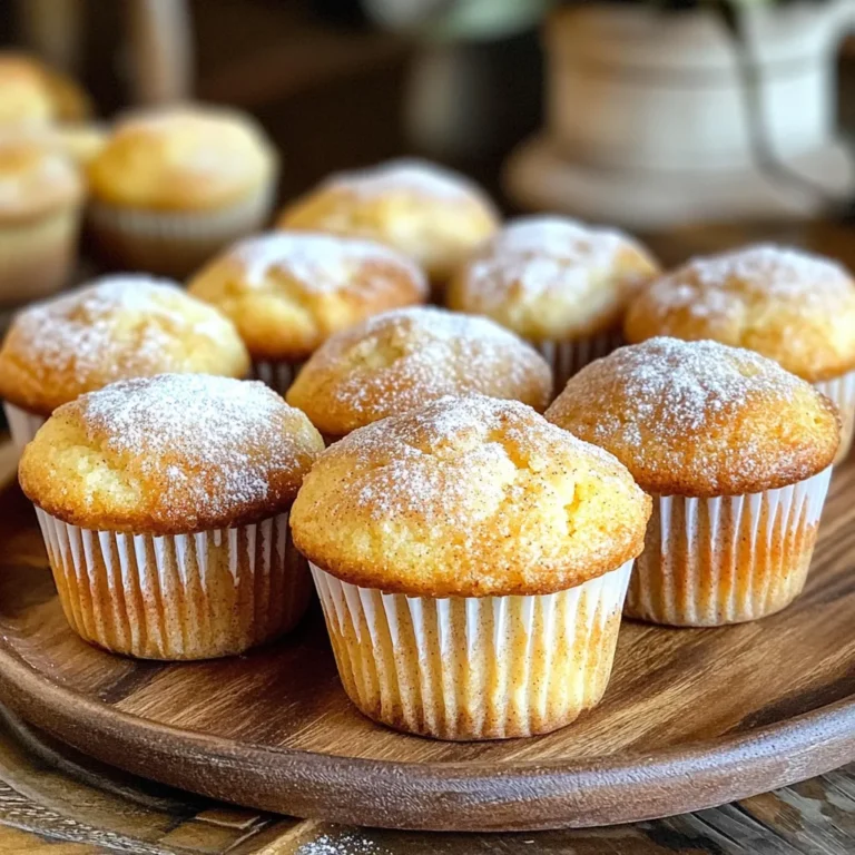 To make these cinnamon sugar muffins, gather these items: - 2 cups all-purpose flour - 3/4 cup granulated sugar - 1 tablespoon baking powder - 1/2 teaspoon salt - 1 teaspoon ground cinnamon - 1/2 cup unsalted butter, melted - 1 large egg - 1 cup milk - 1 teaspoon vanilla extract - 1/4 cup granulated sugar (for topping) - 2 teaspoons ground cinnamon (for topping) When measuring flour, spoon it into your cup, then level it off. This keeps it light and fluffy. For sugar, scoop and level, too. Use a liquid measuring cup for milk and melted butter. Always check your measurements carefully. It helps the muffins rise well and taste great. You can swap all-purpose flour with gluten-free flour for a gluten-free option. Instead of unsalted butter, use coconut oil for a dairy-free choice. You can replace granulated sugar with a sugar substitute, like stevia, if you want to cut calories. For milk, almond or oat milk works well. Start by preheating your oven to 375°F (190°C). This helps the muffins bake evenly. Next, line your muffin tin with paper liners. You can also grease the tin with butter. This will help the muffins release easily after baking. In a large bowl, whisk together the flour, sugar, baking powder, salt, and cinnamon. Make sure everything is mixed well. This mix creates the base for your muffins. A good blend ensures that the muffins rise properly. In another bowl, mix the melted butter, egg, milk, and vanilla extract. Stir until everything is well combined. This mixture adds moisture and flavor to your muffins. The melted butter makes them rich and soft. Now, pour the wet mixture into the dry ingredients. Stir gently until just combined. Avoid over-mixing; this keeps muffins light and fluffy. Next, divide the batter evenly into the muffin cups, filling each about two-thirds full. In a small bowl, mix the remaining sugar and cinnamon for the topping. Sprinkle this mixture generously over each muffin. Place the muffin tin in the oven and bake for 15 to 18 minutes. Check for doneness by inserting a toothpick in the center of a muffin. If it comes out clean, the muffins are ready. Let them cool in the tin for five minutes. After that, transfer the muffins to a wire rack to cool completely. Enjoy the soft, tasty delight of your cinnamon sugar muffins! Over-mixing can ruin your muffins. When you mix, stop when you see no dry flour. Small lumps are okay. This keeps your muffins light and fluffy. Use a spatula for gentle folding. It helps combine the wet and dry ingredients well. A perfect muffin is soft and airy. Use room temperature ingredients for the best result. Cold butter or eggs can make the batter tough. Also, fill each muffin cup to about two-thirds. This gives them room to rise without spilling over. Lastly, don’t skip the cinnamon topping! It adds flavor and a nice crunch. Use a good muffin tin to help with even baking. A non-stick tin or paper liners makes it easy to remove muffins. A whisk is great for mixing dry ingredients well. A rubber spatula is perfect for folding the batter. Lastly, keep a toothpick handy to check if they are done. Insert it in the center; if it comes out clean, your muffins are ready! {{image_2}} You can make gluten-free cinnamon sugar muffins with simple swaps. Use a gluten-free flour blend. It works just like regular flour. Ensure the blend has xanthan gum for the best texture. Follow the same steps in the recipe. You will enjoy soft muffins without gluten. To make vegan cinnamon sugar muffins, swap out the egg and milk. Use a flax egg instead. Mix one tablespoon of ground flaxseed with three tablespoons of water. Let it sit for five minutes. For milk, any plant-based milk will do. Almond milk, soy milk, or oat milk works well. The muffins will still be fluffy and tasty. You can add fun flavors to your muffins. Try mixing in chopped apples for a fruity twist. Apples add moisture and sweetness. You can also use chocolate chips for a rich taste. Add a handful to the batter before baking. These simple changes make your muffins unique and delicious. To keep your cinnamon sugar muffins fresh, store them in an airtight container. This helps keep them moist. Place a paper towel at the bottom of the container. It absorbs extra moisture. You can store them at room temperature for up to three days. If you want them to last longer, try refrigerating them. They can stay fresh for up to a week in the fridge. If you want to save some muffins for later, freezing is a great choice. First, let them cool completely. This prevents ice crystals from forming. Wrap each muffin tightly in plastic wrap. Then, place the wrapped muffins in a freezer bag. You can freeze them for up to three months. When you’re ready to eat, just thaw them overnight in the fridge or at room temperature. Reheating your muffins is easy and quick. If they are frozen, let them thaw first. You can reheat in the oven at 350°F (175°C) for about 5-10 minutes. This warms them and makes the tops crispy again. If you’re in a hurry, use the microwave. Heat them for about 15-20 seconds. Just be careful not to overheat, or they might get tough. Enjoy your warm muffins! Yes, you can use brown sugar. It adds a rich, deeper flavor. Brown sugar makes the muffins moist. The texture may change a bit, but they will still taste great. To make these muffins healthier, consider these swaps: - Use whole wheat flour instead of all-purpose flour. - Replace some butter with applesauce. - Substitute milk with almond milk or low-fat milk. These changes can reduce calories and add nutrients. I love serving these muffins warm. They taste best right out of the oven. You can add a little butter on top for extra flavor. Arrange them on a pretty plate to impress guests. Cinnamon sugar muffins last about three days at room temperature. Keep them in an airtight container to maintain freshness. You can freeze them for up to three months. Just thaw them at room temperature before enjoying. We covered the main steps to make delicious cinnamon sugar muffins. Start with the right ingredients and measure them well. Follow the baking process step by step for the best results. Use my tips to get the perfect texture every time. Try different flavors for fun variations. Store them properly to keep them fresh. Now, get baking and enjoy your tasty treats!