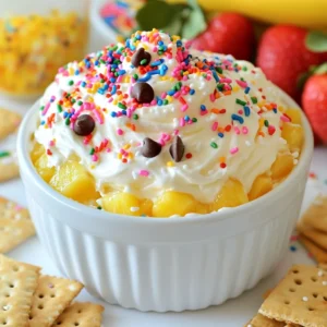 - 1 cup cream cheese, softened - 1/2 cup sour cream - 1/2 cup powdered sugar - 1 teaspoon vanilla extract - 1/4 cup rainbow sprinkles (plus extra for garnish) - 1/2 cup mini chocolate chips (optional) - Dipping options: graham crackers, fruit, or pretzels To make Funfetti Birthday Cake Dip, gather the ingredients listed above. Each ingredient plays a key role in creating this tasty treat. The cream cheese gives the dip its creamy base. It adds a smooth texture that is rich and delicious. Sour cream adds a slight tang, balancing the sweetness of the dip. The powdered sugar sweetens the mixture. It also helps to create that classic cake flavor. Don’t forget the vanilla extract! It adds a warm, sweet aroma that ties everything together. Rainbow sprinkles are the star of this dip. They add color and fun. Plus, they make it look festive for any celebration. If you love chocolate, toss in some mini chocolate chips for extra sweetness and texture. Finally, prepare your dippers. Graham crackers, fresh fruit, or pretzels work great. Each option brings a unique flavor and crunch to the dip. With these ingredients, you can create a delightful party treat that everyone will enjoy! {{ingredient_image_1}} 1. Start by taking a mixing bowl. Add 1 cup of softened cream cheese and 1/2 cup of sour cream. 2. Use a hand mixer or a spoon to mix them together. Make sure it becomes smooth and creamy. 3. Next, slowly add 1/2 cup of powdered sugar. Blend it well so there are no lumps left. 4. Then, mix in 1 teaspoon of vanilla extract. Stir until it is fully combined. 5. Now, gently fold in 1/4 cup of rainbow sprinkles. If you like, add 1/2 cup of mini chocolate chips for extra fun. 6. Transfer this colorful dip to a serving bowl. Top it off with extra rainbow sprinkles for a festive touch. - For a great presentation, use a colorful bowl. This makes the dip pop and look fun. - Serve with dippers like graham crackers, fresh fruit slices, or pretzels. Each option adds a nice crunch and flavor. - You can even set up a dipping station. Let guests choose their favorite dippers for a fun experience. You can swap ingredients easily to meet dietary needs. If you want a lighter dip, use Greek yogurt instead of sour cream. For a dairy-free option, try coconut cream. You can also use a sugar substitute if you want less sugar. Feel free to vary the sprinkles too. You can use holiday-themed sprinkles for festive occasions. Try adding crushed cookies or nuts for a new texture. If you love chocolate, mix in some chocolate sprinkles. Serve this dip in a fun bowl to make it pop. Add extra sprinkles on top for a nice touch. Put out a variety of dippers like graham crackers, fruit slices, and pretzels. This way, everyone can choose their favorite! Store any leftover dip in an airtight container. Keep it in the fridge for up to three days. If you want to save it longer, you can freeze it. Just thaw it in the fridge before serving again. Pro Tips Use Room Temperature Ingredients: Allow your cream cheese and sour cream to sit at room temperature for about 30 minutes before mixing. This helps create a smoother dip with no lumps. Customize Your Sprinkles: Feel free to use themed sprinkles to match any occasion! From holiday colors to specific party themes, the right sprinkles can make your dip even more festive. Make It Ahead: You can prepare this dip a day in advance. Just store it in an airtight container in the fridge. Give it a good stir before serving to refresh its texture! Experiment with Dippers: While graham crackers are classic, don't hesitate to try different dippers! Fruit like strawberries and apples or even pretzels can add a delightful twist to your dip experience. {{image_2}} You can switch up your Funfetti Birthday Cake Dip in fun ways. One tasty option is the chocolate Funfetti dip. Simply add 1/4 cup of cocoa powder to the original recipe. This gives you a rich, chocolatey twist that pairs well with the sweet sprinkles. You get both chocolate and funfetti in every bite. Another idea is to try different dips inspired by Funfetti. You can make a cookie dough dip by mixing brown sugar, flour, and mini chocolate chips. Or, whip up a peanut butter dip with creamy peanut butter and some honey. Both options keep the playful spirit of Funfetti alive. You can also dress up your dip for different seasons. For Halloween, try orange and black sprinkles. For Christmas, use red and green sprinkles. You could even add peppermint extract for a festive flavor. For birthdays, you can use sprinkles that match the party theme. These small touches make your dip even more special and fun for any event. To keep your Funfetti Birthday Cake Dip fresh, use an airtight container. This will help avoid any odors from your fridge mixing with your dip. Store it in the refrigerator right after you finish serving. Make sure the lid fits tightly to keep out air and moisture. In the refrigerator, this dip lasts about 3 to 5 days. Keep an eye on the texture and smell. If it starts to look or smell off, it’s best to toss it. You can freeze this dip, but it may not have the same creamy texture when thawed. If you choose to freeze, place it in a freezer-safe container. It should last up to a month in the freezer. When you’re ready to enjoy it again, let it thaw in the fridge overnight before serving. Yes, you can make this dip ahead. Just prepare it and store it in the fridge. Cover it tightly with plastic wrap or a lid. It will stay fresh for up to three days. This makes it great for parties! You can use Greek yogurt instead of sour cream. It adds a nice tang. You can also use plain yogurt if you want a lighter option. Just make sure it's unsweetened for the best taste. To reduce the sweetness, cut back on the powdered sugar. Start with 1/3 cup instead of 1/2 cup. You can also add a pinch of salt to balance the flavor. This little trick helps make the dip less sugary. Using whipped cream instead of cream cheese changes the texture. The dip will be lighter and airier. If you choose this option, consider adding a bit of milk to help it blend smoothly. This blog post covered how to make Funfetti Birthday Cake Dip. We listed the key ingredients, shared easy steps, and offered tips for serving. You can even customize flavors or swap ingredients to fit your needs. In the end, this dip is a fun treat for any occasion. Enjoy making it and impress your friends with your skills! Keep it handy for parties and snacks.