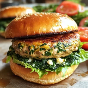 - 1 lb ground turkey - 1 cup fresh spinach, chopped - 1/2 cup feta cheese, crumbled - 1/4 cup breadcrumbs - 1 egg, beaten - 2 cloves garlic, minced These fresh ingredients create a tasty base for your turkey burgers. Ground turkey gives a lean protein option, while fresh spinach adds color and nutrients. Feta cheese brings a creamy, salty flavor that pairs well with the turkey. Breadcrumbs help bind everything together. The beaten egg adds moisture and richness, while minced garlic gives a wonderful aroma. - 1 teaspoon dried oregano - 1 teaspoon salt - 1/2 teaspoon black pepper Seasonings bring your burgers to life. Dried oregano adds a hint of earthiness. Salt enhances all the flavors, making them pop. Black pepper gives a slight kick. Together, these seasonings make each bite flavorful and satisfying. - 1 tablespoon olive oil - Whole wheat burger buns - Optional toppings: sliced tomatoes, red onions, lettuce Olive oil helps cook the patties to a golden brown. Whole wheat burger buns add a healthy touch. You can choose toppings like sliced tomatoes, red onions, or lettuce to add freshness and crunch. These extras make your meal even more enjoyable. {{ingredient_image_1}} - Combining Ingredients Start by taking a large mixing bowl. Add the ground turkey, chopped spinach, crumbled feta cheese, breadcrumbs, beaten egg, minced garlic, dried oregano, salt, and black pepper. Make sure to mix gently until everything is combined. Avoid overworking the mixture. This keeps the burgers tender. - Mixing Technique Use your hands or a spoon to mix the ingredients. If you use your hands, be gentle. Mixing too much can make the burgers tough. Just blend until you see no dry spots. - Portioning Techniques Now it’s time to shape the patties. Divide the mixture into four equal parts. Each part should be about the size of a tennis ball. This helps ensure even cooking. - Patty Thickness Shape each portion into a patty that is about ¾ inch thick. This thickness helps the patties cook evenly. If they are too thick, they may take longer to cook inside. - Skillet Preparation Heat a tablespoon of olive oil in a large skillet over medium heat. Make sure the oil is hot before adding the patties. This helps to get a nice golden brown crust. - Cooking Time and Temperature Place the patties in the skillet. Cook them for about 6 to 7 minutes on each side. Use a meat thermometer to check that the internal temperature reaches 165°F (74°C). This ensures they are safe to eat. Enjoy the delicious smell while they cook! Avoiding Overmixing When making these burgers, mix gently. Overmixing makes the patties tough. You want a nice, tender bite. Just combine the ingredients until they are mixed. Ensuring Moisture Adding fresh spinach and feta helps keep the patties moist. The spinach adds water, while feta brings creaminess. This balance makes your turkey burger juicy. Grilling vs. Pan-Frying You can grill or pan-fry these patties. Grilling gives a smoky flavor and nice grill marks. Pan-frying is easy and keeps the burgers juicy. Choose what you like best! Oven Baking Instructions If you prefer baking, preheat your oven to 375°F. Place the patties on a baking sheet. Bake for about 20 minutes, flipping halfway through. This method is hands-off and still delicious. Ideal Side Dishes Serve your burgers with sweet potato fries or a fresh salad. Both options add color and nutrition. You can also try roasted veggies for a healthy twist. Pairing Condiments For toppings, consider tzatziki, garlic mayo, or a simple yogurt sauce. These add flavor and creaminess. Sliced tomatoes, red onions, and crunchy lettuce can also enhance each bite. Pro Tips Moisture Control: To ensure your turkey burgers stay juicy, do not overmix the ingredients. Gentle handling keeps the patties tender. Flavor Boost: Consider adding fresh herbs, like parsley or dill, to enhance the flavor profile of your burgers. Cooking Temperature: Always check the internal temperature of your turkey burgers using a meat thermometer to ensure they are cooked safely to 165°F (74°C). Bun Selection: Use whole grain or artisan buns for added flavor and nutrition, making your burger even more satisfying. {{image_2}} Gluten-Free Options To make these burgers gluten-free, swap regular breadcrumbs for gluten-free ones. You can also use oats or ground nuts. This keeps the burgers tasty while meeting gluten-free needs. Vegetarian Alternatives For a vegetarian twist, replace ground turkey with mashed chickpeas or black beans. You can also use a plant-based meat substitute. Add extra spinach and feta for flavor. Adding Spices Boost the flavor by adding spices like cumin or paprika. These spices bring warmth and depth to the burgers. You can also try fresh herbs like basil or parsley. Incorporating Different Cheeses Feta is great, but other cheeses work too. Try goat cheese for tanginess or cheddar for a sharp kick. Mixing cheeses can create a unique taste. Lettuce Wraps For a low-carb option, use large lettuce leaves instead of buns. This adds crunch and freshness. It’s a fun way to enjoy your burger without carbs. Other Types of Buns You can experiment with different buns like brioche or whole grain. Each type adds its own flavor and texture. Choose what fits your taste best! To keep your spinach feta turkey burgers fresh, store them in the fridge. Place them in an airtight container. They can last up to three days this way. For longer storage, freeze the cooked patties. Wrap each one in plastic wrap and place in a freezer bag. They will stay good for about three months in the freezer. When reheating burgers, the best method is using a skillet. Heat it over medium-low heat. Add a few drops of water to create steam. This keeps the burgers moist. Cook for about five minutes on each side. You can also use the microwave. Use a microwave-safe plate and cover it with a damp paper towel. Heat for one minute, then check and heat more if needed. How long do spinach feta turkey burgers last? In the fridge, they last about three days. In the freezer, they can last up to three months. Signs of spoilage include a sour smell or change in color. If you see mold, discard the burgers. Always check before eating leftovers to ensure safety. To check if your turkey burgers are cooked, use a meat thermometer. The safe internal temperature for ground turkey is 165°F (74°C). Insert the thermometer into the thickest part of the patty. If it reads 165°F or higher, your burger is safe to eat. Cook the patties for about 6-7 minutes on each side. Look for a nice golden-brown color. Yes, you can make the patties ahead of time. Shape the patties and place them on a plate. Cover them with plastic wrap and store them in the fridge for up to a day. For longer storage, wrap each patty in plastic wrap and place them in a freezer bag. You can freeze them for up to three months. Just remember to thaw them in the fridge before cooking. Spinach feta turkey burgers are a healthy choice. They use lean ground turkey, which is lower in fat than beef. Spinach adds vitamins and minerals, like iron and vitamin K. Feta cheese gives flavor without too many calories. Whole wheat buns add fiber, which is good for digestion. Altogether, this meal is nutritious and satisfying. Enjoy it with fresh veggies for added crunch! In this article, we covered how to make delicious spinach feta turkey burgers. We highlighted fresh ingredients, easy preparation methods, and cooking tips. You can customize your burgers with various toppings and seasonings. Don't forget to consider storage options for leftovers. These tasty burgers not only offer great flavor but also provide nutritional benefits. Enjoy creating different variations to suit your taste. Happy cooking!