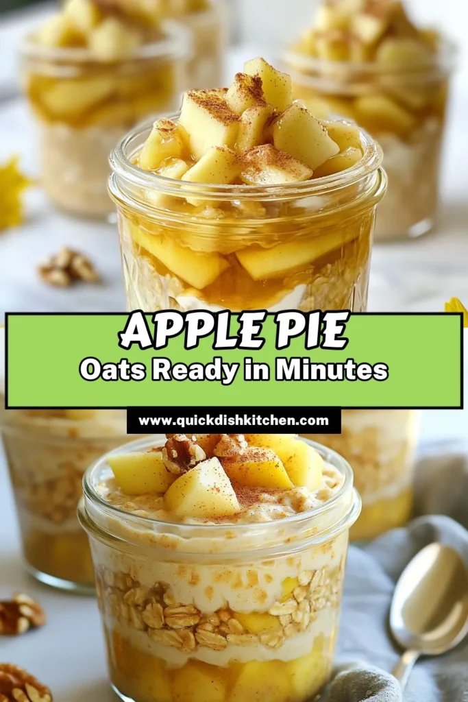 Start your day with these delicious Apple Pie Overnight Oats! This easy overnight oats recipe combines rolled oats, fresh apples, chia seeds, and warm cinnamon for a healthy breakfast idea that’s perfect for meal prep. Just mix, refrigerate, and enjoy a nutritious start! Create your own breakfast prep recipes with this simple guide. Pin this recipe and savor the flavor tomorrow! #OvernightOats #HealthyBreakfast #MealPrep #BreakfastRecipes