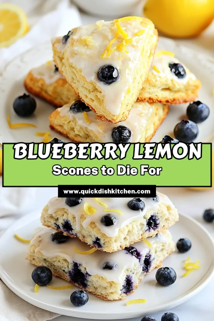 Indulge in the delightful taste of Blueberry Lemon Scones, the perfect Lemon Blueberry Dessert that's easy to make! This Easy Scone Recipe combines fresh blueberries and zesty lemon for irresistibly delicious Homemade Lemon Scones. Ideal for breakfast or a sweet treat, follow our simple steps to enjoy these flavorful scones today. Click for the full recipe and don't forget to save this for later! #BlueberryLemonScones #LemonBlueberryDessert #FreshBlueberryScones #EasySconeRecipe