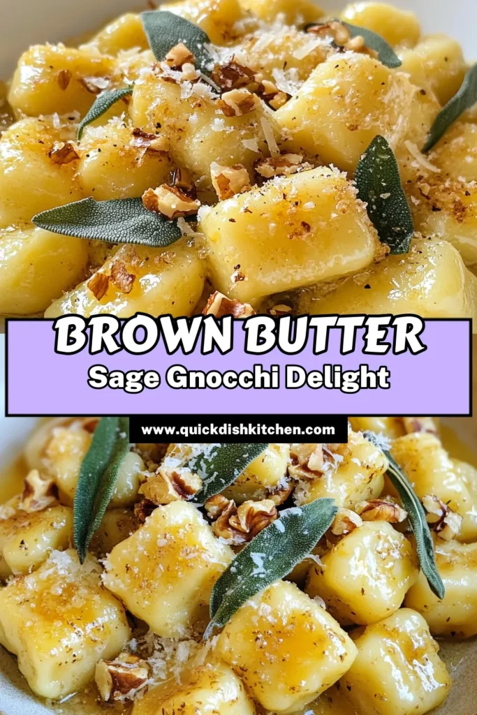 Indulge in the savory delight of Brown Butter Sage Gnocchi with this easy potato gnocchi recipe! Learn how to make this delicious dish featuring a rich brown butter sage sauce, perfectly sautéed sage, and topped with creamy Parmesan and toasted walnuts. Ideal for a cozy dinner, this quick recipe takes just 20 minutes. Pin now and elevate your culinary skills! #BrownButterGnocchi #SageGnocchiRecipe #EasyPotatoGnocchi #PastaRecipes