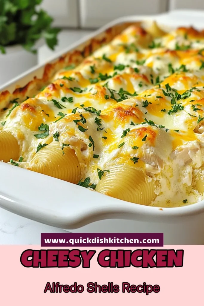 Indulge in this cheesy chicken stuffed shells recipe for an easy stuffed shells dinner that will wow your family! These jumbo pasta shells with chicken are filled with a creamy chicken Alfredo filling that's simply irresistible. Perfect for any night of the week, this creamy chicken alfredo recipe is a must-try. Click to discover how to make these delicious Alfredo pasta shells! #CheesyChickenStuffedShells #AlfredoPasta #StuffedShells #ComfortFood