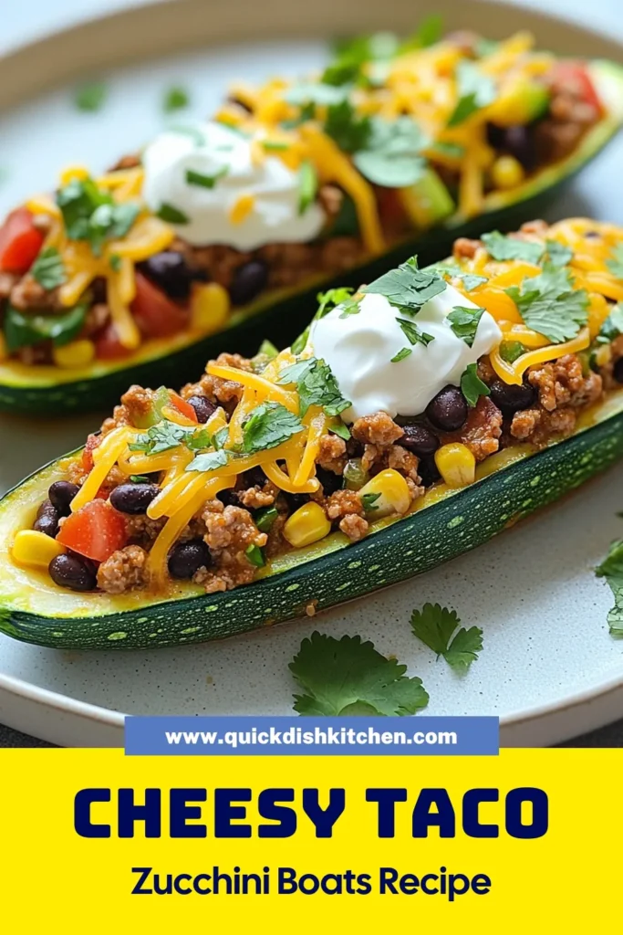 Discover the ultimate healthy taco dinner with these Cheesy Taco Stuffed Zucchini boats! This easy zucchini meal features ground turkey for a nutritious twist on a classic. Perfect for weeknight dinners, this stuffed zucchini recipe is packed with flavor and topped with melty cheddar cheese. Try this recipe today and delight your family with a delicious, guilt-free meal! Save and share for your next taco night! #CheesyTacoZucchiniBoats #HealthyTacoDinner #StuffedZucchiniRecipe #EasyZucchiniMeals
