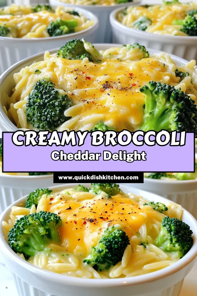 Indulge in the creamy goodness of Broccoli Cheddar Orzo that’s both easy to make and delicious! This recipe combines orzo pasta, fresh broccoli, and sharp cheddar cheese for a comforting dish ready in just 30 minutes. Perfect as a main or side, it’s sure to please everyone at the table. Click to explore the full recipe and savor this delightful meal! #CreamyBroccoliCheddarOrzo #PastaRecipes #ComfortFood #QuickMeals