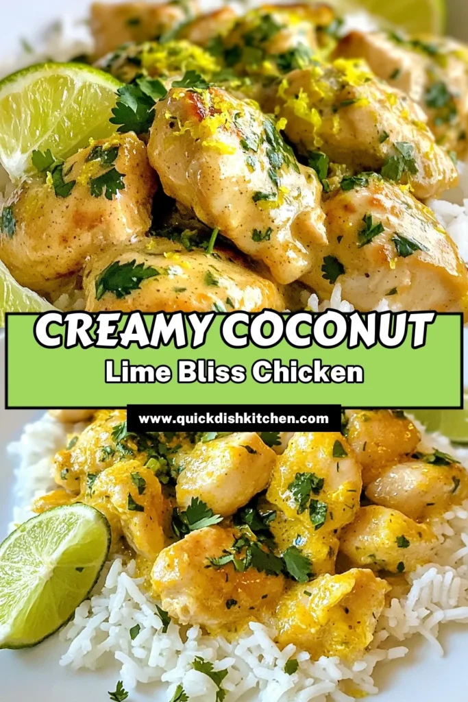 Discover the ultimate creamy coconut lime chicken recipe that will transform your easy chicken dinner routine! This delicious coconut milk chicken features tender chicken breasts simmered in a zesty lime sauce, making it a perfect addition to your lime chicken dishes collection. Whip up this creamy coconut chicken dish in just 30 minutes! Save this recipe for a flavorful weeknight meal. #CoconutLimeChicken #EasyChickenDinner #CoconutMilkChicken #LimeChickenDishes