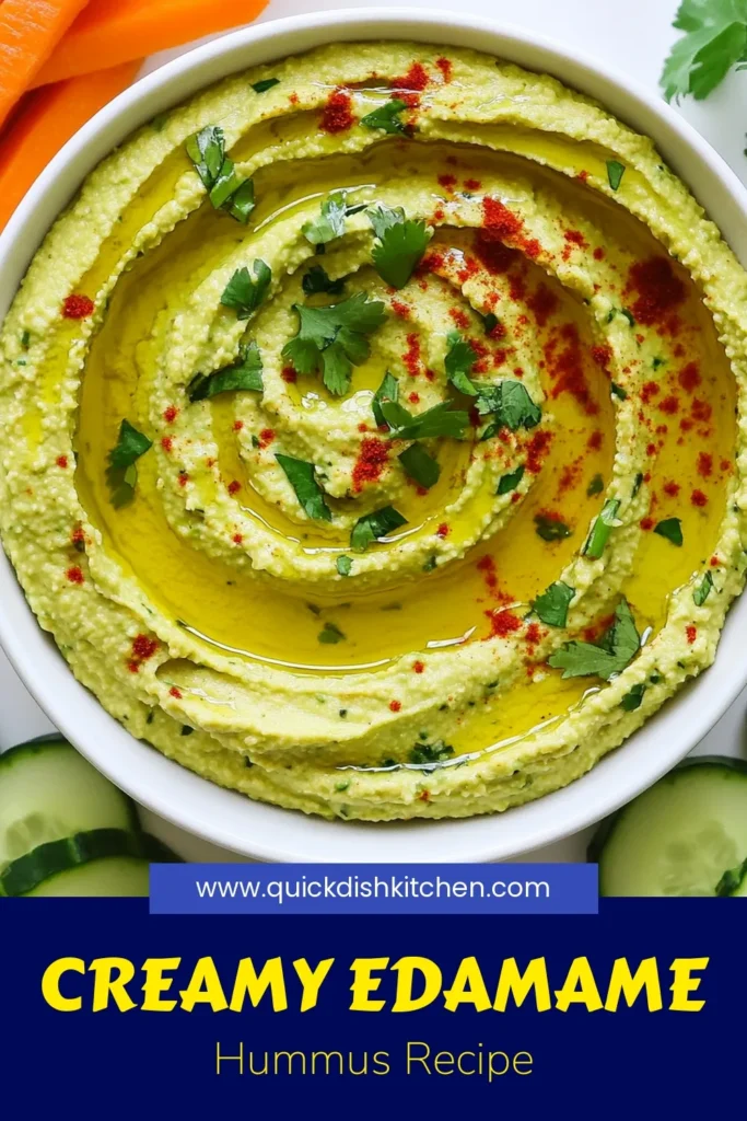 Looking for a delicious and nutritious snack? Try this edamame hummus recipe! It's a protein-packed dip that's perfect for gatherings or in-between meals. This easy hummus recipe combines shelled edamame, tahini, and olive oil to create a delightful twist on traditional hummus. Explore healthy dip recipes and vegan hummus variations that everyone will love. Save this recipe for your next snack craving! #EdamameHummus #HealthyDip #ProteinSnacks #VeganHummus
