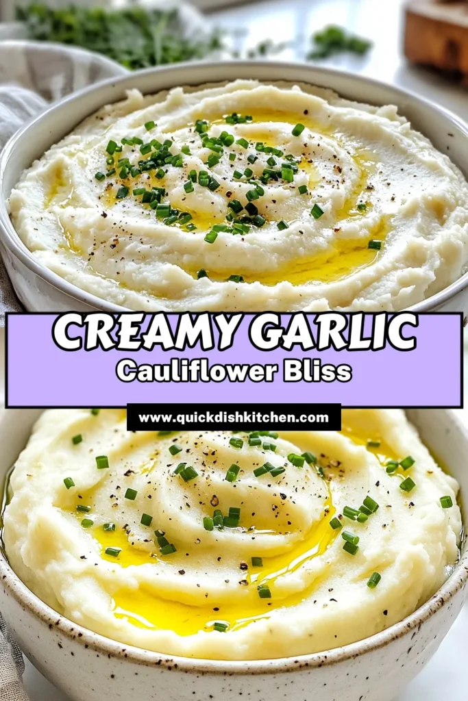 Discover the deliciousness of creamy garlic mashed cauliflower, the perfect vegan mashed cauliflower recipe for a low-carb side dish. This dairy-free mashed cauliflower is not only healthy but also easy to make. Enjoy a guilt-free twist on a classic that your family will love! Try this healthy cauliflower recipe today and elevate your meals! Don’t forget to save this pin for later! #VeganRecipes #LowCarb #HealthyEating #CauliflowerRecipes