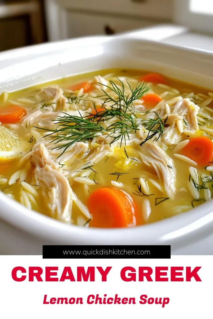 Warm up your dinner table with this delightful Greek Lemon Chicken Soup! This comforting dish combines tender chicken, fresh lemon, and orzo pasta for a flavorful twist. Perfect for any occasion, this hearty soup is easy to make and sure to impress. Discover the full recipe and enjoy a taste of Greece tonight—click to explore! #GreekLemonChickenSoup #ComfortFood #HealthyRecipes #SoupSeason