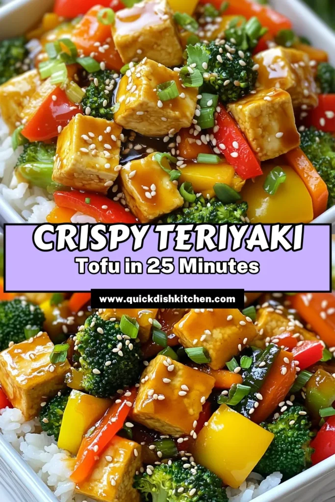 Create a delightful and healthy Teriyaki Tofu Stir Fry that’s bursting with flavor! This easy recipe combines crispy tofu with vibrant veggies like bell peppers and broccoli, all tossed in a savory teriyaki sauce. Perfect for a quick weeknight dinner, it's ready in just 25 minutes! Click to explore the full recipe and learn how to impress your family with this tasty dish. #TofuRecipes #HealthyEating #StirFry #PlantBasedCooking