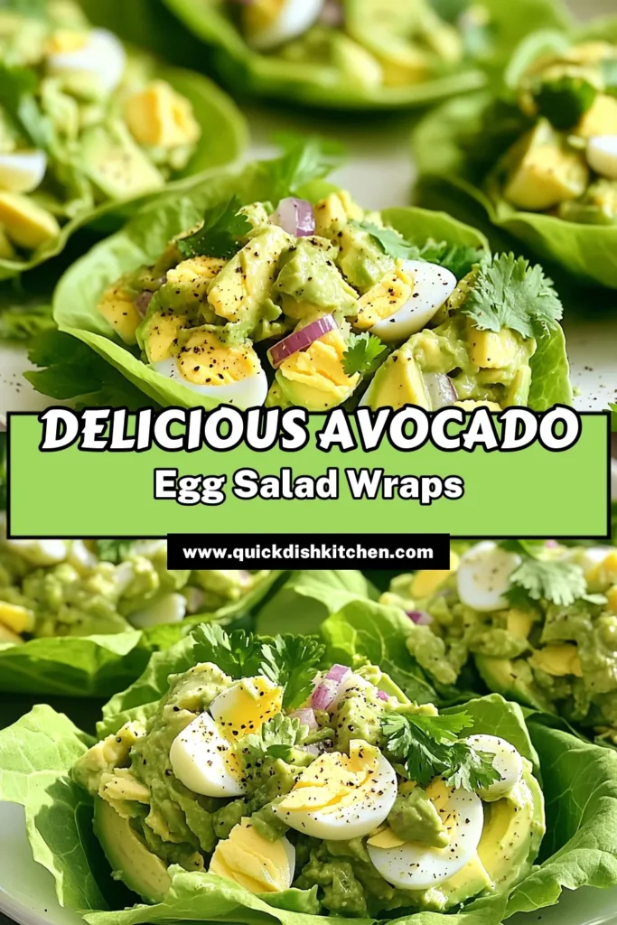 Discover a fresh twist on lunchtime with these delicious Avocado Egg Salad Lettuce Wraps! Packed with protein and healthy fats, this easy recipe combines creamy avocado, hard-boiled eggs, and crunchy veggies all wrapped in crisp lettuce. Perfect for a light meal or snack, this dish is quick to prepare in just 30 minutes. Click through to explore the full recipe and enjoy a nutritious bite! #AvocadoEggSalad #HealthyRecipes #LettuceWraps #EasyMeals
