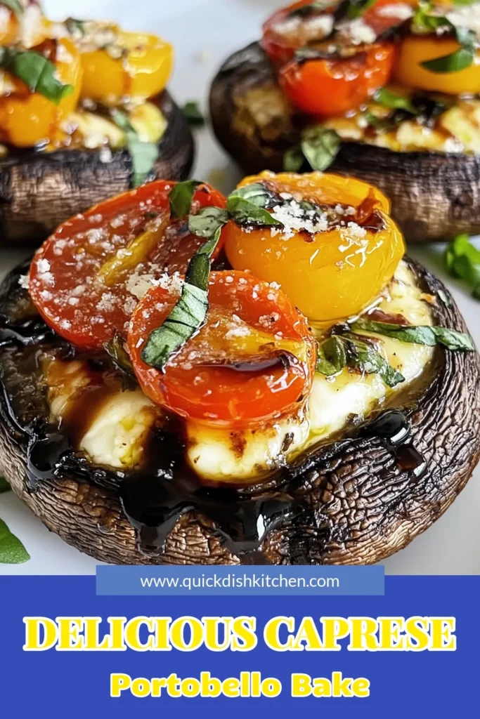 Discover the ultimate easy vegetarian appetizers with these delicious Caprese stuffed portobellos. This recipe combines juicy tomatoes, fresh mozzarella, and aromatic basil, creating a mouthwatering dish that's perfect for any occasion. Elevate your portobello mushroom recipes game with this simple yet elegant treat, bursting with flavor in every bite. Save for your next gathering! #CapreseStuffedPortobellos #StuffedMushroomRecipes #EasyVegetarianAppetizers #FreshMozzarellaDishes