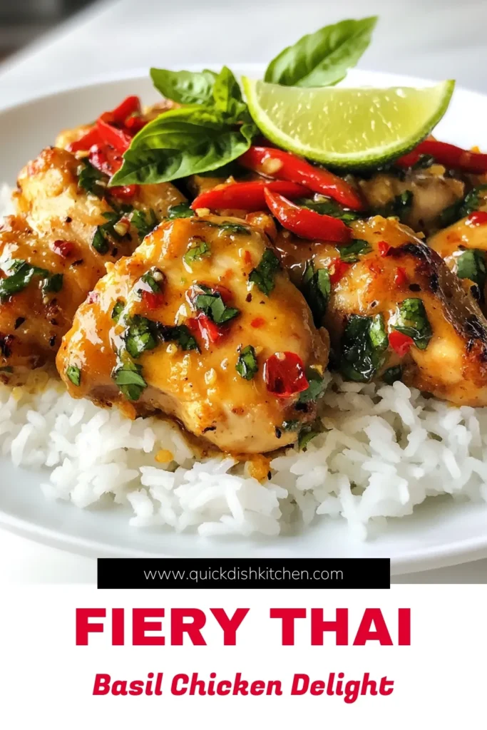 Discover the bold flavors of Spicy Thai Basil Chicken with this quick Thai chicken stir-fry recipe! In just 20 minutes, you can enjoy this easy Thai basil recipe featuring tender chicken, fragrant basil, and a fiery kick. Perfect served over jasmine rice, this spicy chicken with basil will become a family favorite. Try this delicious Thai basil chicken recipe today and elevate your weeknight dinners! Save this recipe for later! #SpicyThaiBasilChicken #ThaiBasilRecipe #QuickThaiChicken #EasyThaiRecipe