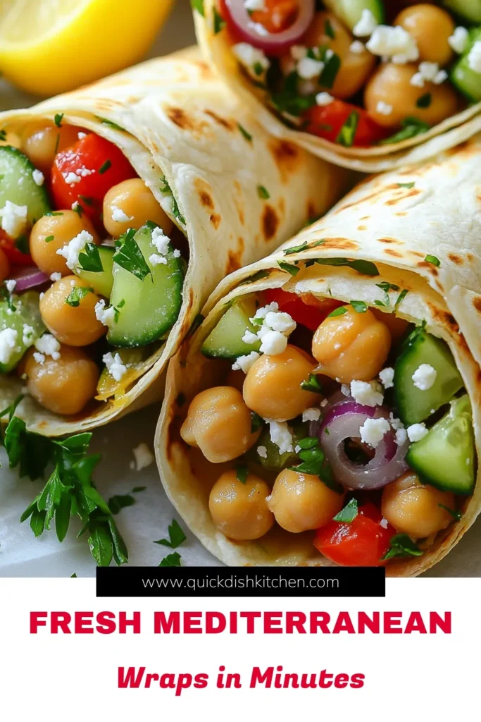 Discover delicious Mediterranean chickpea salad wraps for a healthy twist on lunch! These easy salad wraps are packed with nutritious ingredients, making them the perfect vegetarian lunch ideas. With a simple blend of chickpeas, fresh veggies, and feta, this recipe aligns with the Mediterranean diet wraps concept. Perfect for meal prep or quick lunches, these wraps are both satisfying and flavorful. Try this healthy chickpea recipe today! Save it for later! #MediterraneanDiet #HealthyRecipes #ChickpeaSalad #EasyWraps