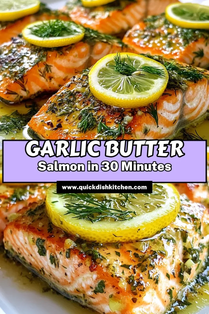 Indulge in this flavorful Garlic Butter Herb Salmon recipe that transforms an easy salmon dinner into a gourmet dish. Perfectly baked salmon with garlic and fresh herbs creates a delightful lemon garlic salmon experience. In just 30 minutes, you can impress your family with this herb salmon dish that's both simple and delicious. Don't miss out on trying this mouthwatering recipe – save it for your next meal! #GarlicButterSalmon #EasyDinner #BakedSalmon #LemonGarlicSalmon