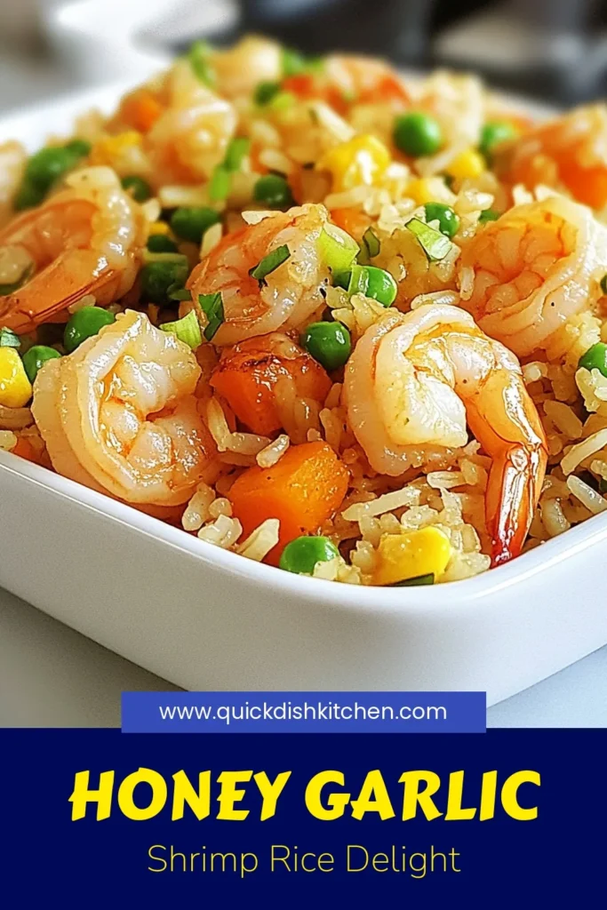 Discover the ultimate comfort food with this easy Honey Garlic Shrimp Fried Rice recipe. Made with succulent shrimp coated in a homemade honey garlic sauce, this quick fried rice with shrimp is perfect for busy weeknights. Enjoy the delightful flavors of jasmine rice stir fry packed with veggies. Gather your ingredients and elevate your dinner! Don’t forget to save this Honey Garlic Shrimp Fried Rice recipe for later! #ShrimpFriedRice #EasyRecipes #DinnerIdeas #HoneyGarlicSauce