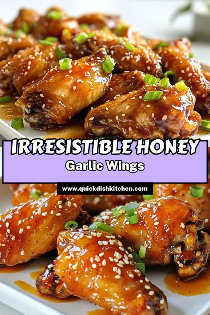 Indulge in these irresistible honey garlic chicken wings! This sweet and saucy wings recipe is perfect for any occasion. These easy oven baked chicken wings are coated in a homemade honey garlic sauce for that perfect sticky texture. Ready in just 40 minutes, you'll impress your guests with this sticky chicken wings recipe. Try it today and elevate your game-day feast! Save this recipe for later! #HoneyGarlicChickenWings #EasyOvenBakedWings #StickyChickenWings #SweetAndSaucyRecipe