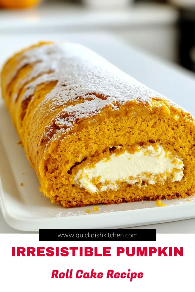 Indulge in the flavors of fall with this delicious Pumpkin Cream Cheese Roll Cake recipe! Perfectly spiced and filled with creamy goodness, this dessert is sure to impress your friends and family. Easy to make and great for gatherings, it’s the ultimate treat for pumpkin lovers. Click through to explore the full recipe and start baking this seasonal delight today! #PumpkinRoll #DessertRecipes #FallBaking #PumpkinCake