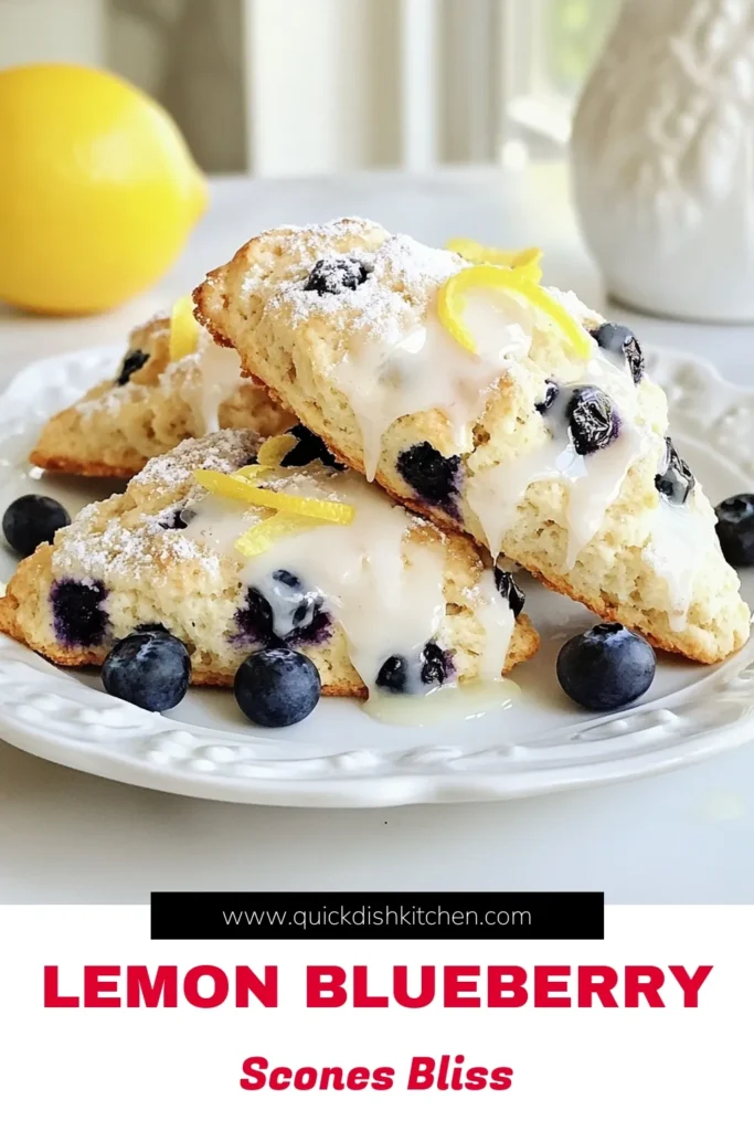 Indulge in these delicious lemon blueberry scones that are perfect for any occasion! This easy lemon scones recipe features fresh blueberries and zesty lemon for a scrumptious treat. Learn how to bake scones with blueberries in just 40 minutes. Enjoy your homemade blueberry scones warm, drizzled with lemon glaze! Save this recipe for your next baking adventure. #LemonBlueberryScones #HomemadeScones #EasyBaking #SconeRecipe