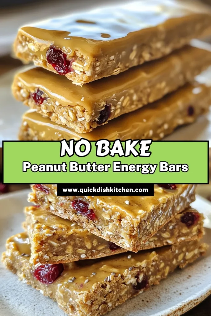 Looking for a delicious and nutritious snack? Try these Peanut Butter Oatmeal Energy Bars! This oat energy bars recipe is perfect for a quick, healthy snack. These no-bake oatmeal bars are packed with protein and amazing flavors, making them ideal homemade protein bars for any time of day. Easy to make and full of goodness, you'll love having these healthy snack bars on hand. Save this recipe for later! #PeanutButterEnergyBars #HealthySnack #OatEnergyBars #NoBakeRecipes