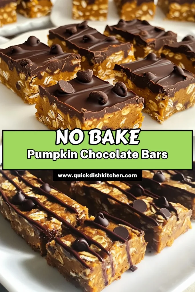 Discover the deliciousness of No Bake Pumpkin Chocolate Oat Bars with this easy recipe! Made with wholesome ingredients like rolled oats, pumpkin puree, and almond butter, these bars are a perfect fall treat. Ready in just 10 minutes plus chilling time, they’re a healthy snack the whole family will love. Click through to explore the full recipe and enjoy this sweet, nutty delight! #PumpkinRecipes #NoBakeDesserts #HealthySnacks #ChocolateLovers