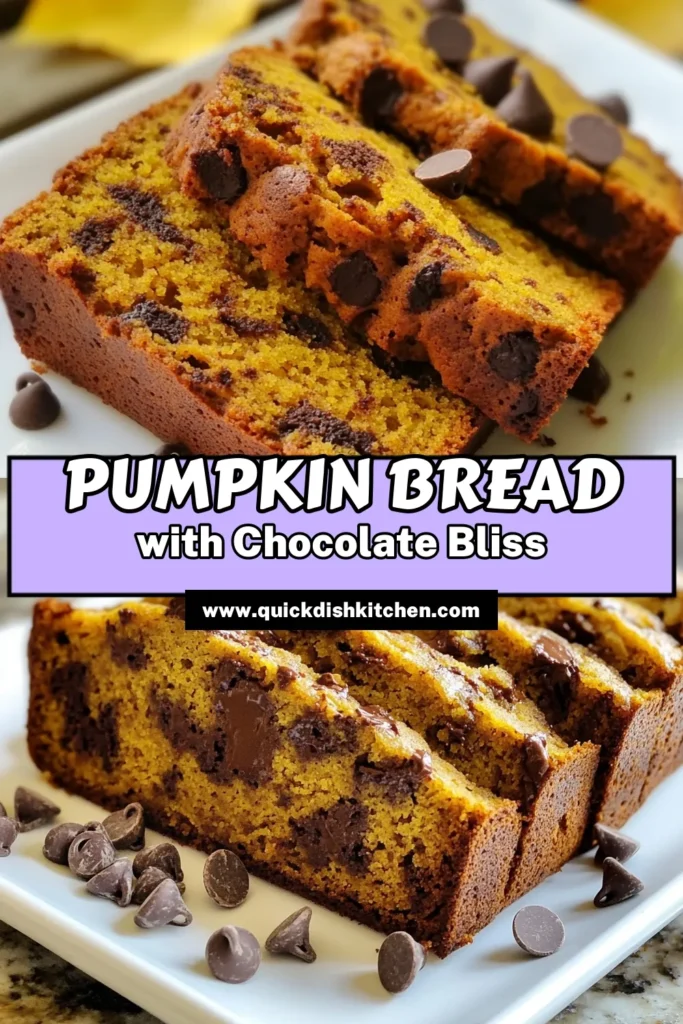 Indulge in the perfect fall treat with this easy pumpkin loaf recipe! Our Chocolate Chip Pumpkin Bread is a delightful mix of spiced pumpkin and rich chocolate chips, making it an ideal addition to your fall dessert recipes. This pumpkin chocolate chip recipe is not only simple to make but also a crowd-pleaser. Get ready to impress your guests! Save this recipe to enjoy a slice of autumn bliss! #PumpkinSpiceBread #FallDessert #ChocolateChipPumpkinBread #PumpkinLoaf