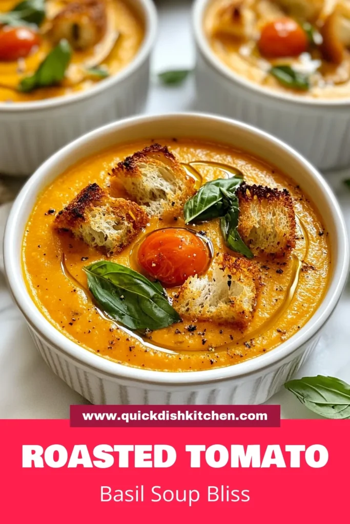 Savor the flavors of summer with this delicious roasted tomato basil soup! This creamy tomato basil recipe features oven-roasted tomatoes and fresh basil, creating a comforting and flavorful dish. Perfect as a meal or a warm appetizer, this vegetable broth tomato soup is easy to make and satisfying. Don’t miss out on this fresh basil soup recipe—save it for your next cozy night in! #RoastedTomatoBasilSoup #CreamyTomatoBasilRecipe #OvenRoastedTomatoSoup #FreshBasilSoupRecipe