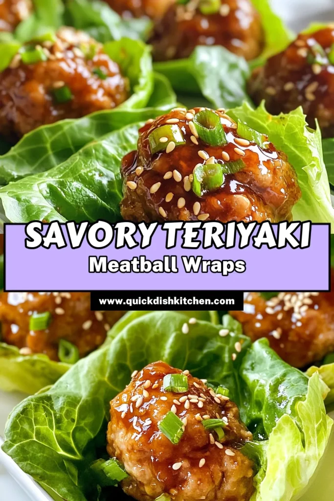 Discover the deliciously healthy Teriyaki Meatball Lettuce Wraps, a perfect blend of flavors and textures! This easy meatball recipe showcases healthy teriyaki meatballs made with ground chicken. Enjoy a fresh twist on dinner with these chicken lettuce wraps. Simple to prepare in just 35 minutes, they’re great for meal prep or a quick weeknight meal. Don’t miss out—save this recipe for your next cooking adventure! #TeriyakiMeatballWraps #EasyMeatballRecipe #HealthyRecipes #GroundChickenLettuceWraps