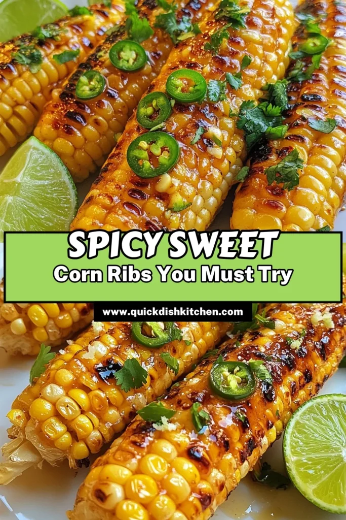 Looking for a delicious and unique side dish? Try this Jalapeño corn ribs recipe! These spicy honey corn ribs are the perfect blend of sweet and heat, making your summer barbecues unforgettable. Grilled corn with jalapeños and a honey glaze creates a mouthwatering flavor experience. Easy corn on the grill has never been this irresistible! Save this recipe for your next cookout! #JalapeñoCornRibs #SpicyHoneyCorn #GrilledCorn #CornRibsWithHoneyGlaze