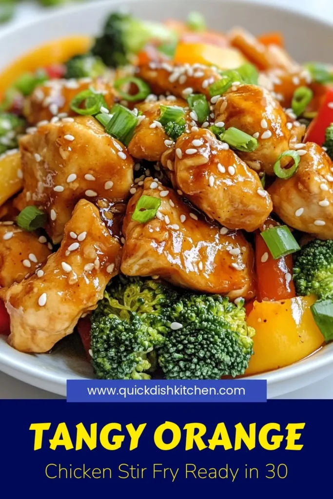 Indulge in this delicious orange glazed chicken stir fry, perfect for a quick dinner idea! This easy chicken stir fry recipe features tender chicken, colorful veggies, and a zesty orange sauce that makes healthy stir fry meals a breeze. Ready in just 30 minutes, it's an amazing orange chicken recipe you’ll want to save for busy nights. Try it now for a delightful family meal! #OrangeGlazedChicken #EasyDinner #HealthyMeals #ChickenStirFry